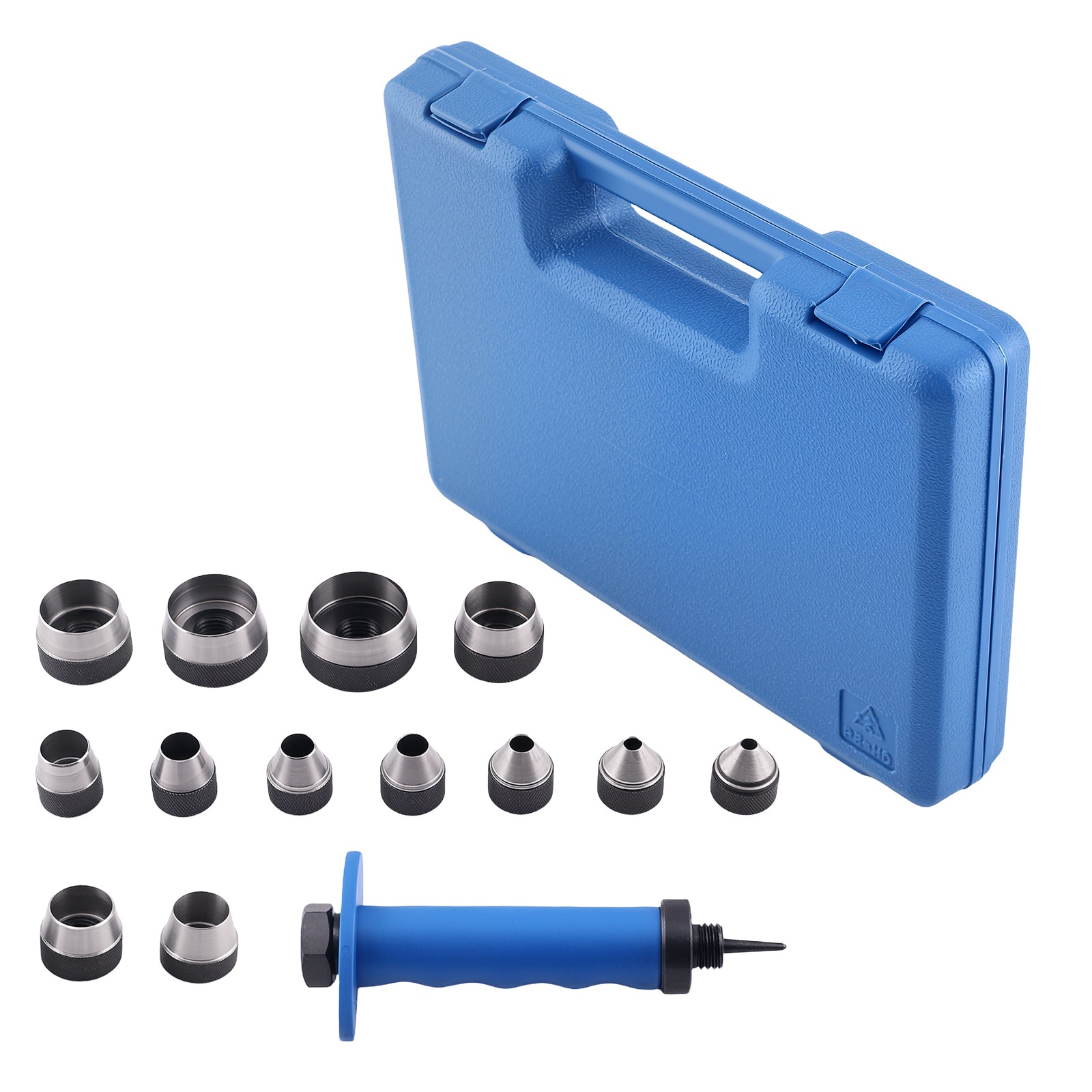 14pc Hollow Punch Tool Set Hole Punch 5-35mm with Spring Handle Storage Box