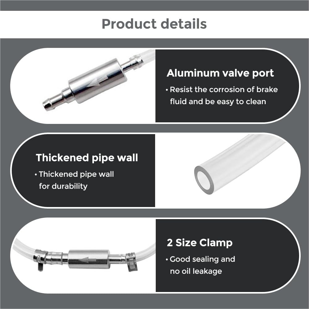 2 PCS Brake Bleeder Hose One Way Check Valve Tube Bleeding Tool Kit for Clutch
