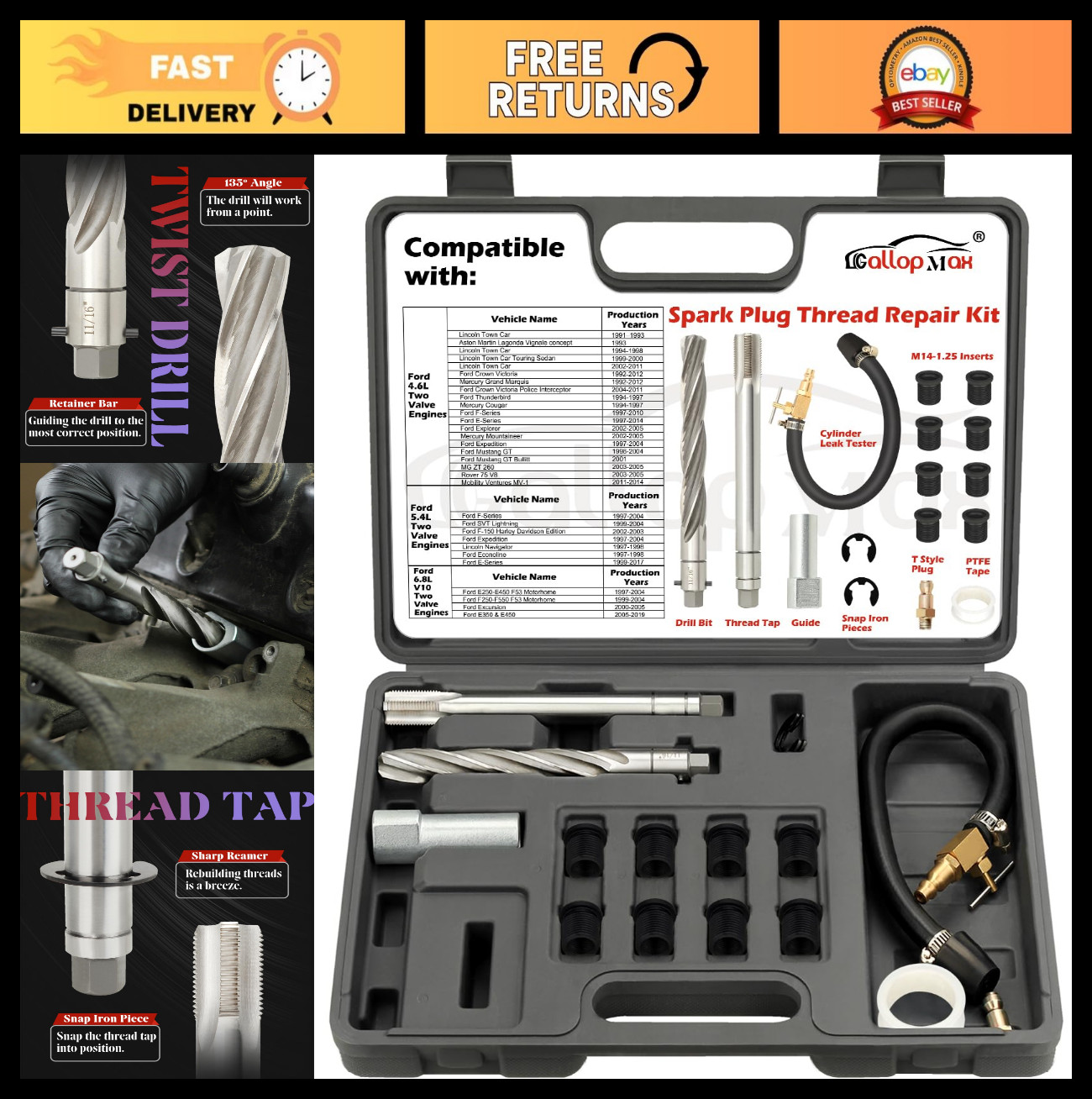 Triton Tool Kit – Spark Plug Thread Repair System for Ford 4.6L, 5.4L, 6.8L V10