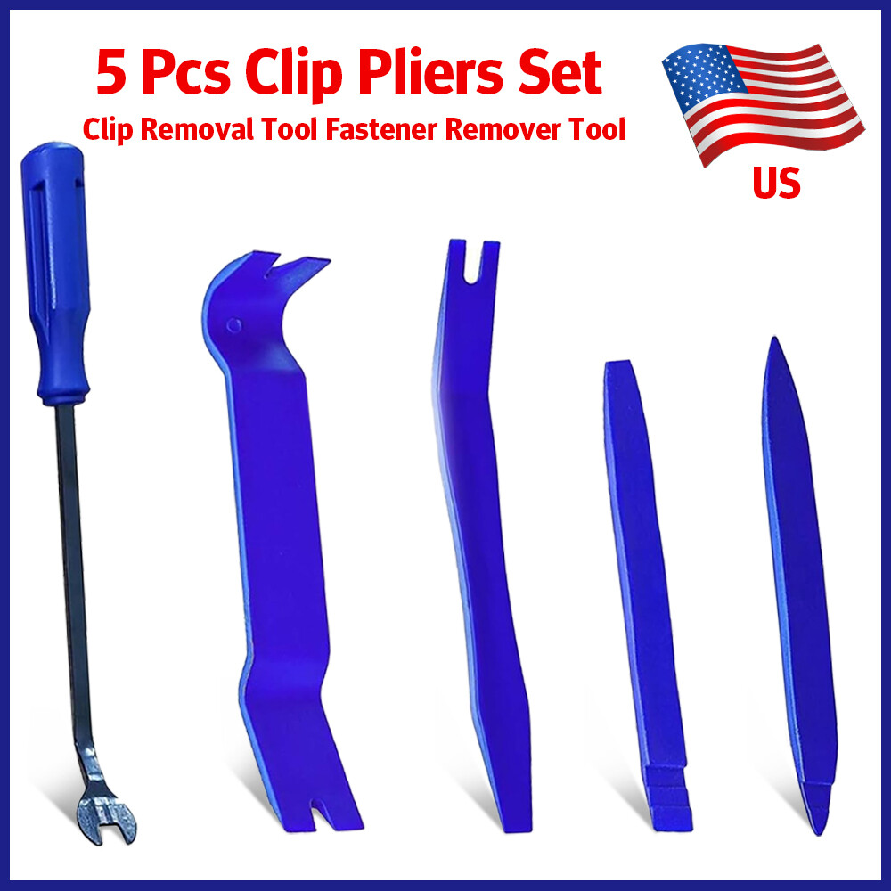 5Pcs Car Door Clip Trim Removal Tools Kit Plastic Car Interior Repair Blue Set