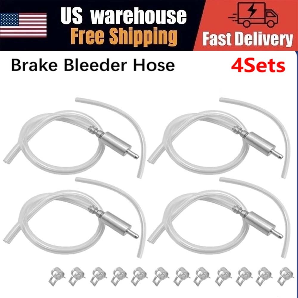4 PCS Brake Bleeder Hose, One Way Check Valve Tube Bleeding Tool Kit Silver US