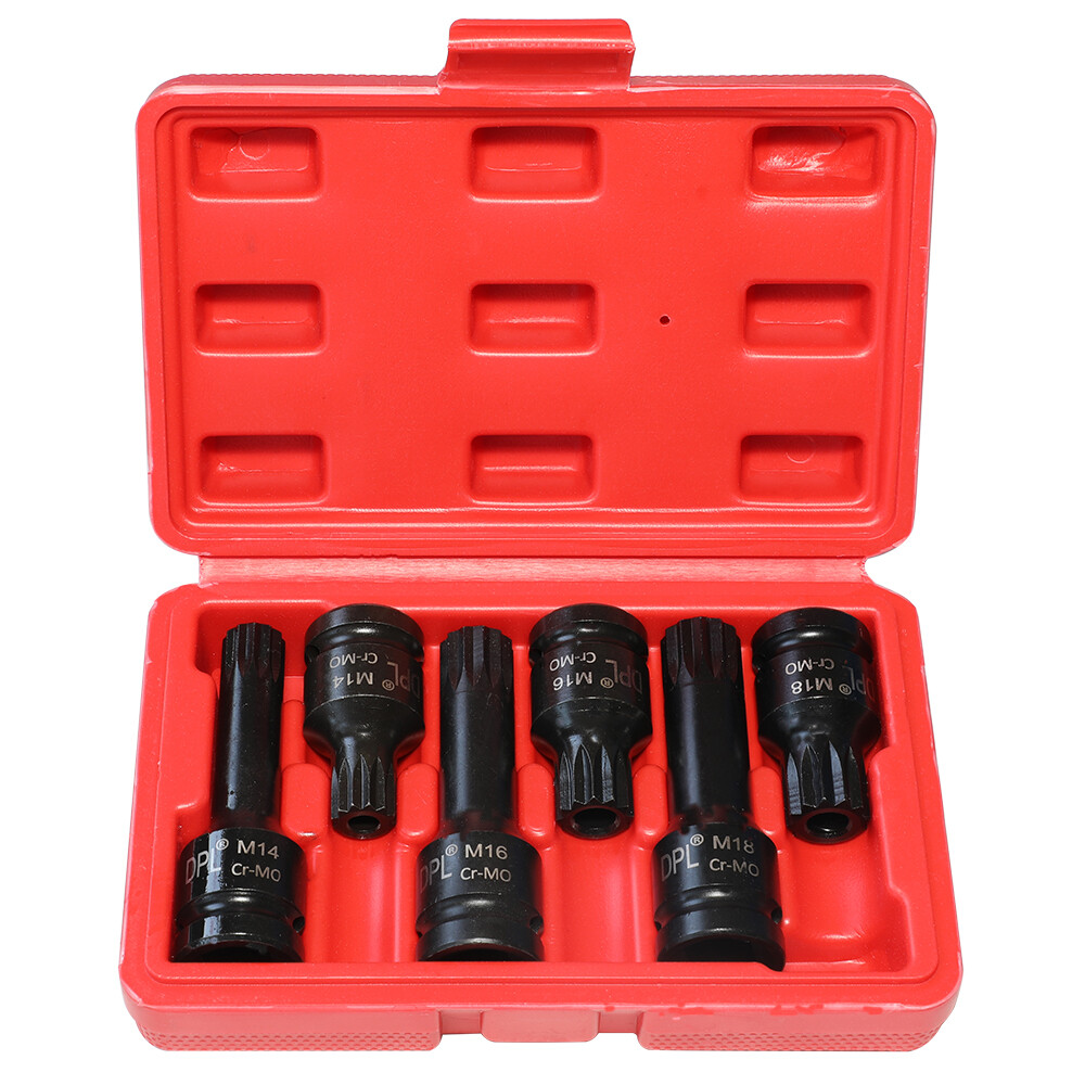 Impact 1/2″ Drive Shallow Stubby Torx Star Male Bit Sockets T55 – T100 6pc Set
