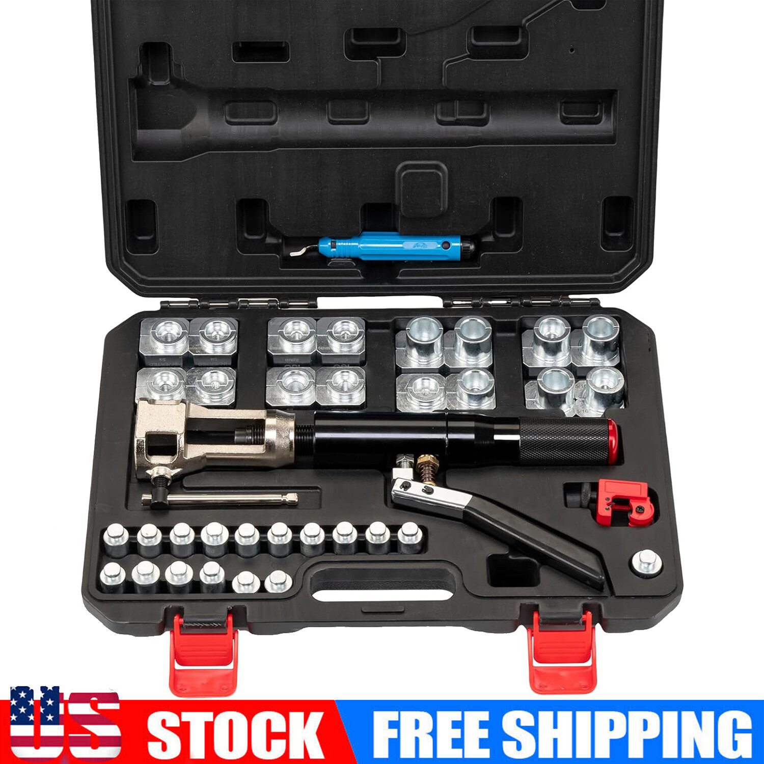 Hydraulic Flaring Tool Kit Double Flaring Tools 33PCS Flaring Dies for 3/16″-1/2