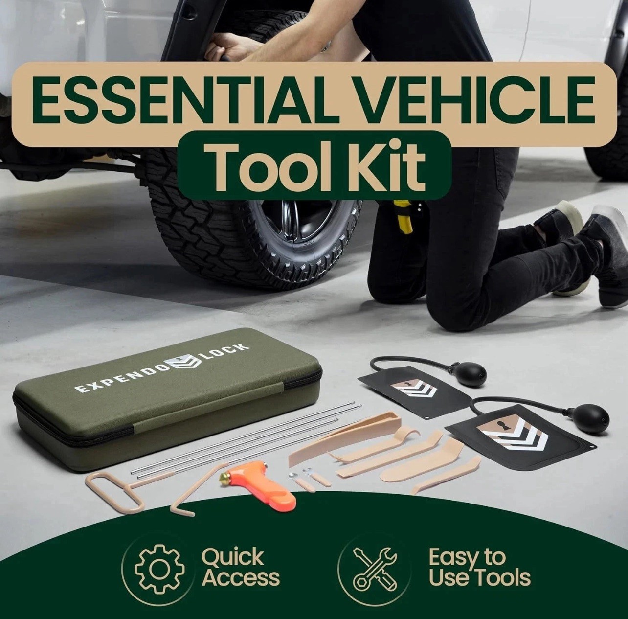 Expendo Lockout Jimmy Car Tool Kit Duty J-Hook Puller & Automotive Repair Tools