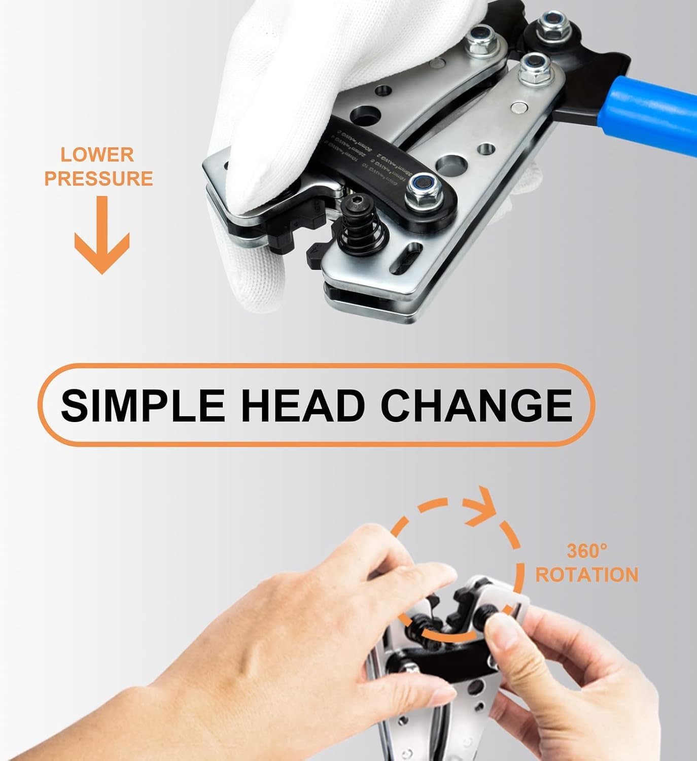 Sanuke Battery Cable Lug Crimping Tool Kit with Black, Blue, Orange, Silver