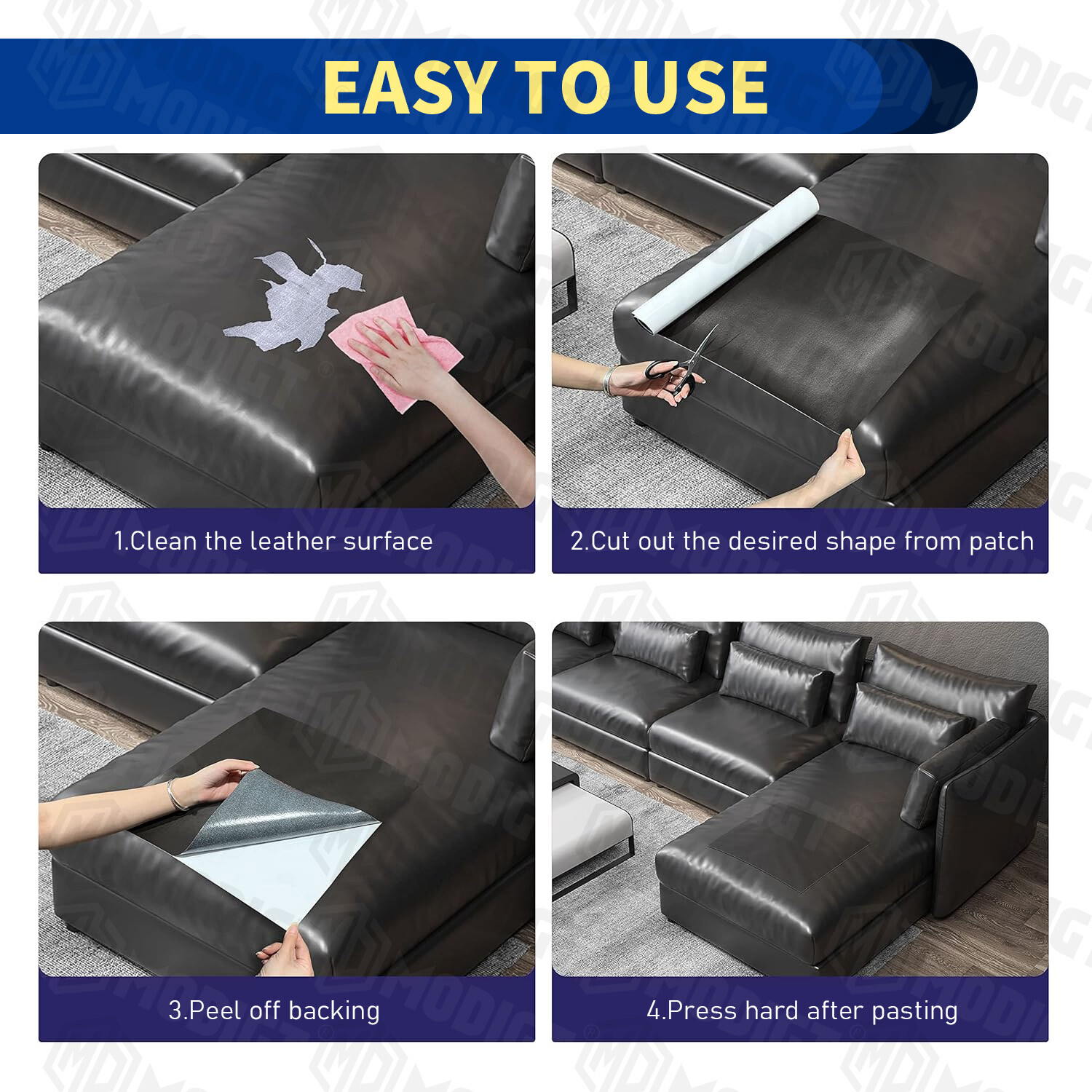 Self Adhesive Vinyl Faux Leather Fabric Repair Patch Kit for Car seat Sofa Couch