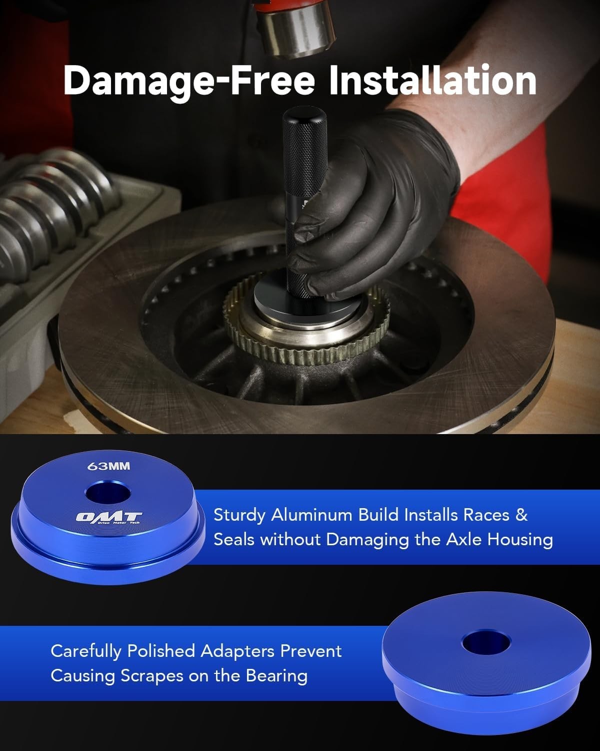 Versatile 10-Pc OMT Bearing Installation Kit with Durable Aluminum Design