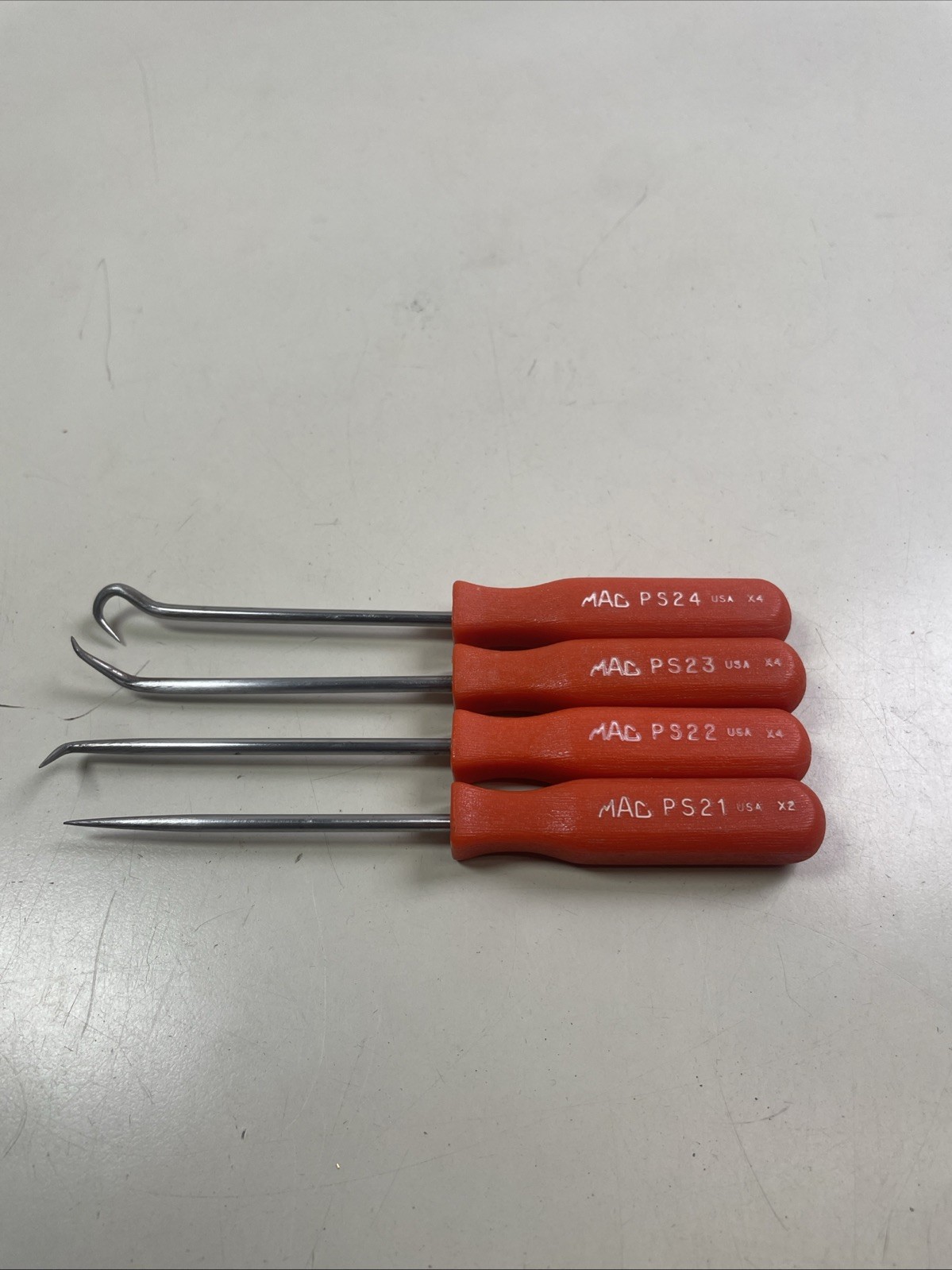 Mac Tools Red Handle 4pc Mini Pick Set PS4SA PS21 PS22 PS23 PS24 Great Condition