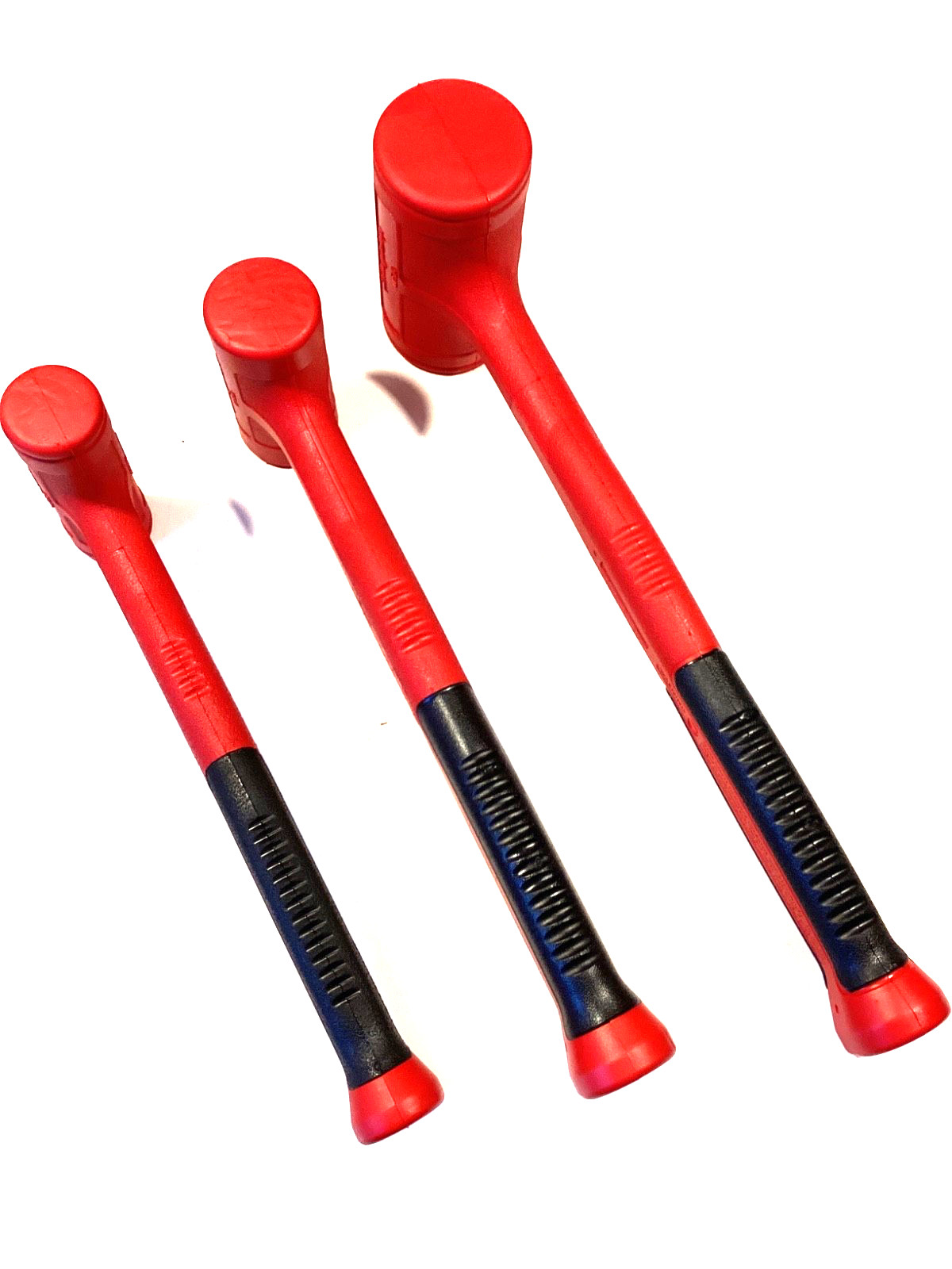 Snap On 3 Piece RED Soft Grip Dead Blow Hammer Set With FOAM Tray HBFE302FR NICE