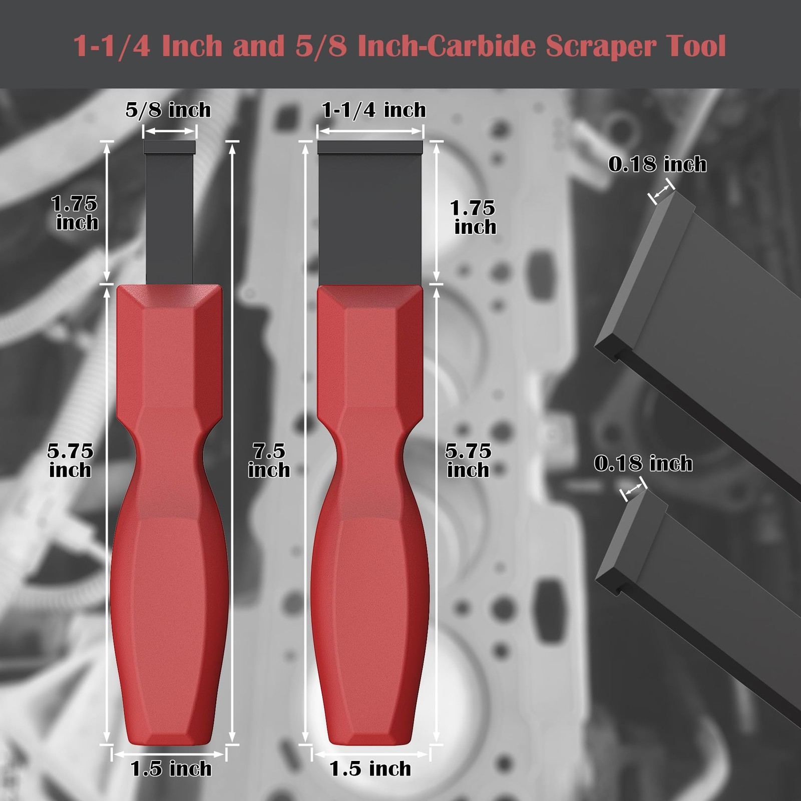 Carbide Scraper, Super Carbide Gasket Scraper for Metal and Automotive, 1-1/4