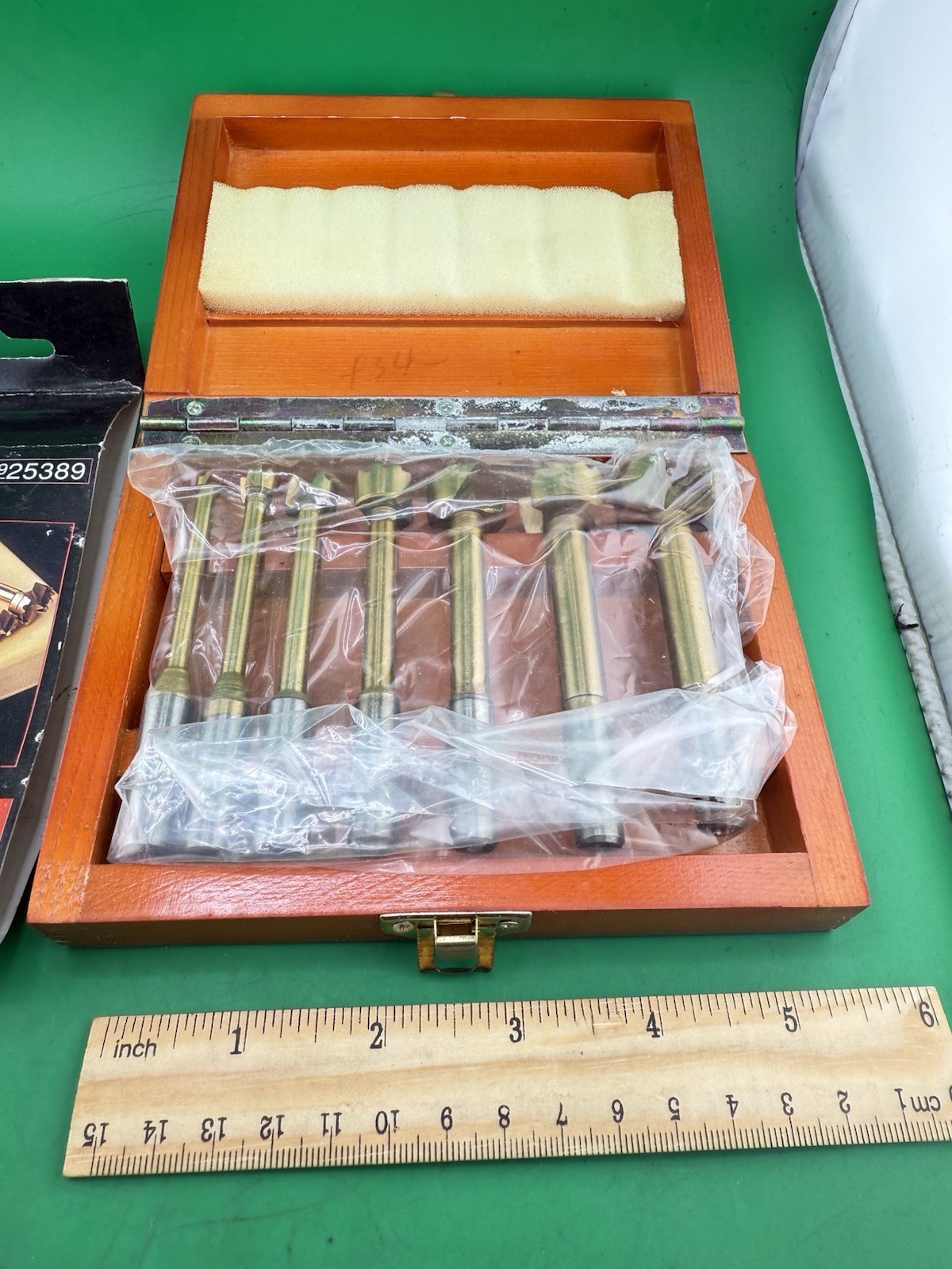 NOS CRAFTSMAN 7 Piece Forstner Woodboring Bit Set Wood Box 25389 925389 1/4”- 1”