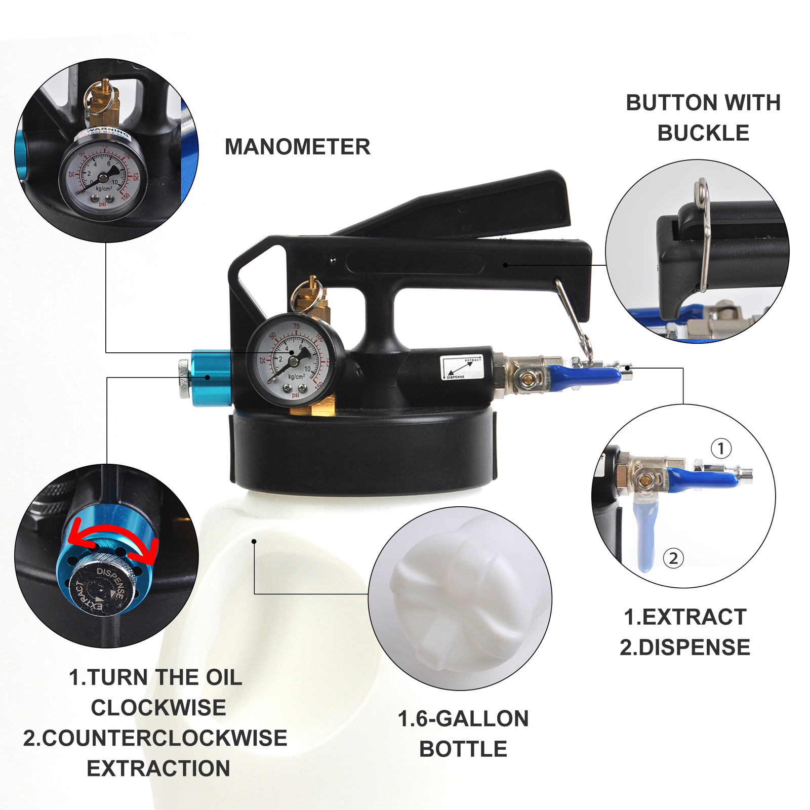 Oil and Liquid Extractor Dispenser 8L Automatic Transmission Fluid Pump Tool