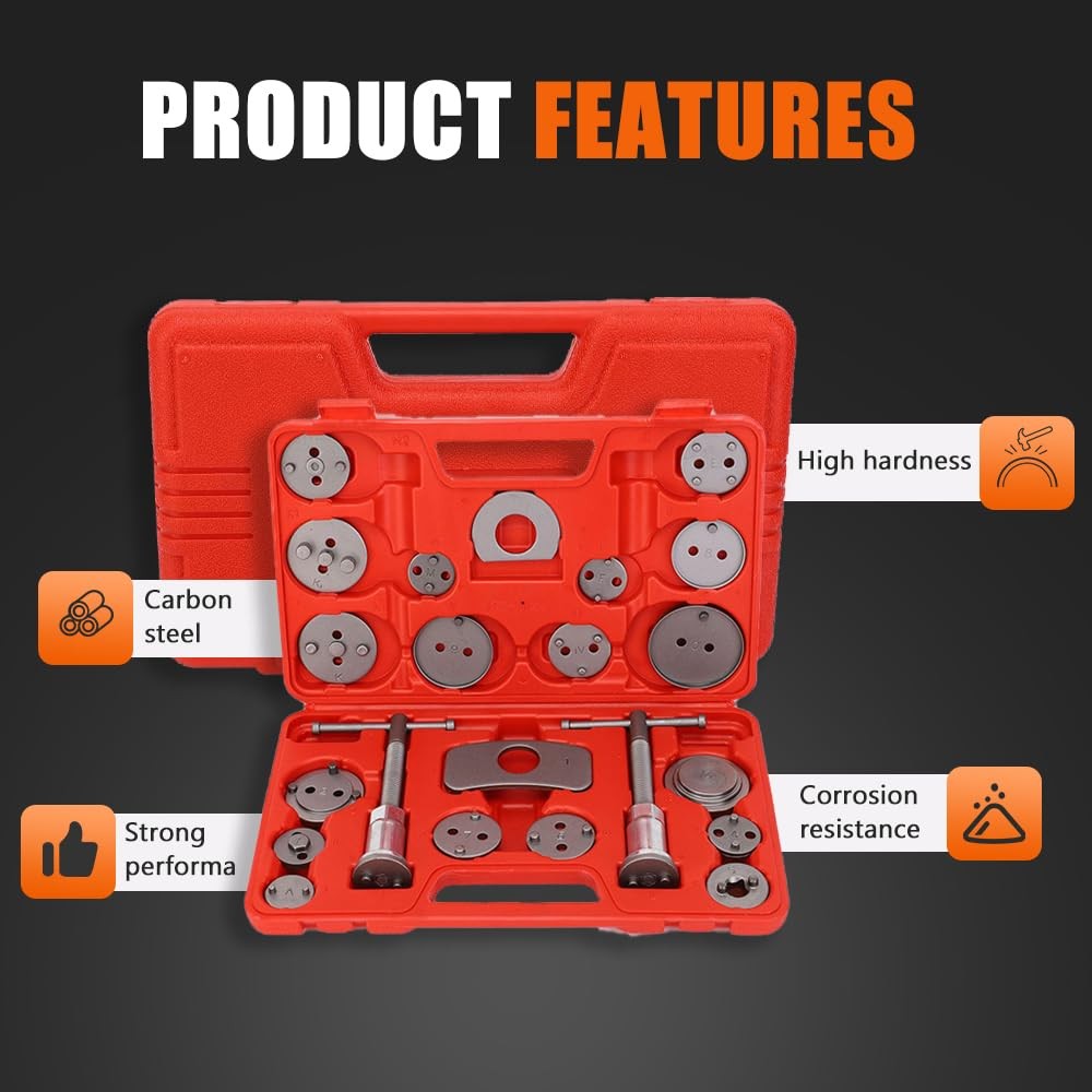 22 Piece Disc Brake Caliper Compression Tool Kit Set 18 Adapters Pad Replacement