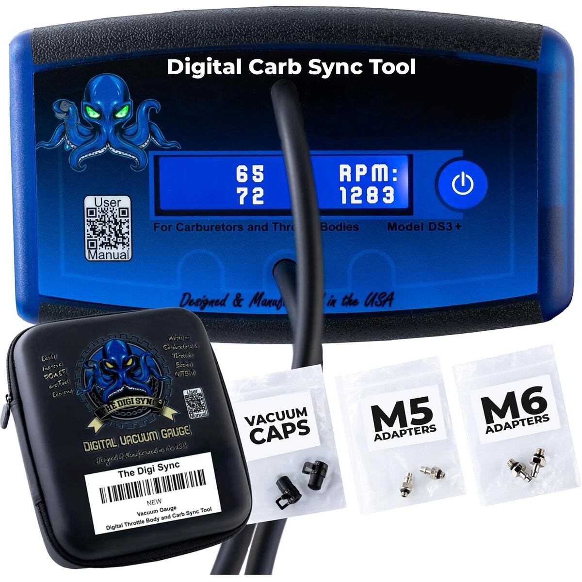 The Digi Sync 2-Channel DS3+ Pro Digital Throttle Body And Carb Sync Tool