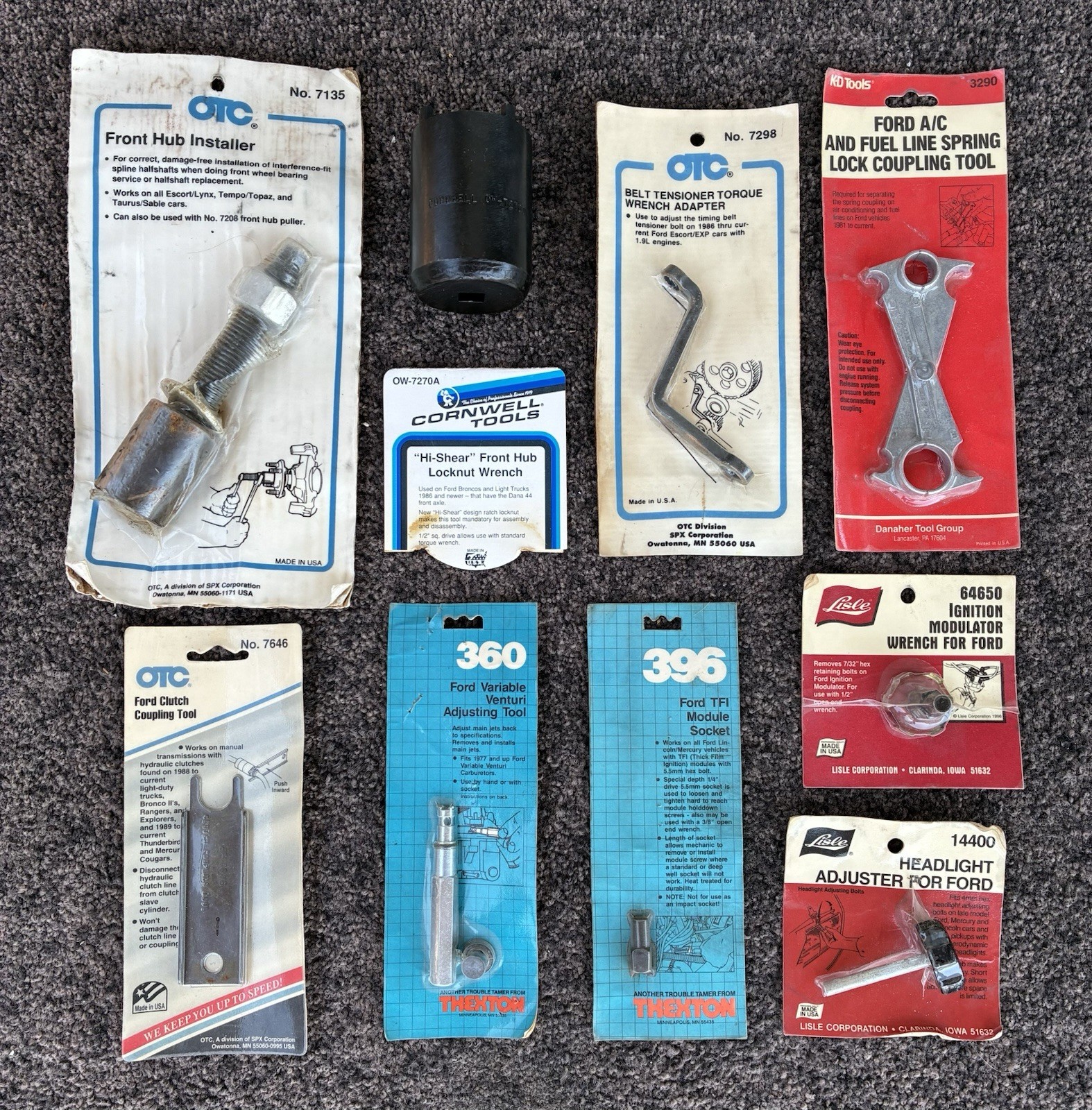 9pc New Old Stock FORD Automotive Tools OTC Cornwell Lisle KD Thexton USA Made