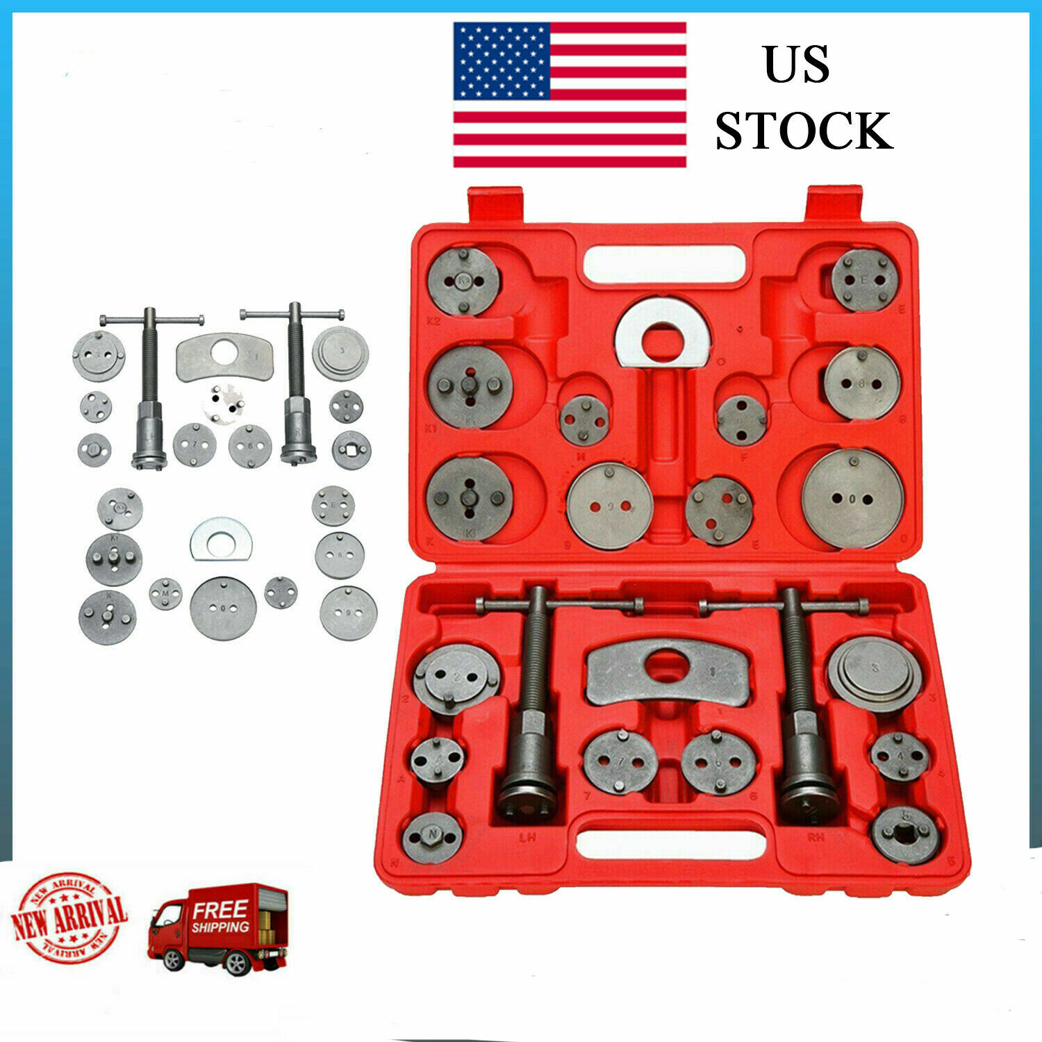 22PCS Universal Disc Brake Caliper Rewind Brake Piston Wind Back Tool Set USA