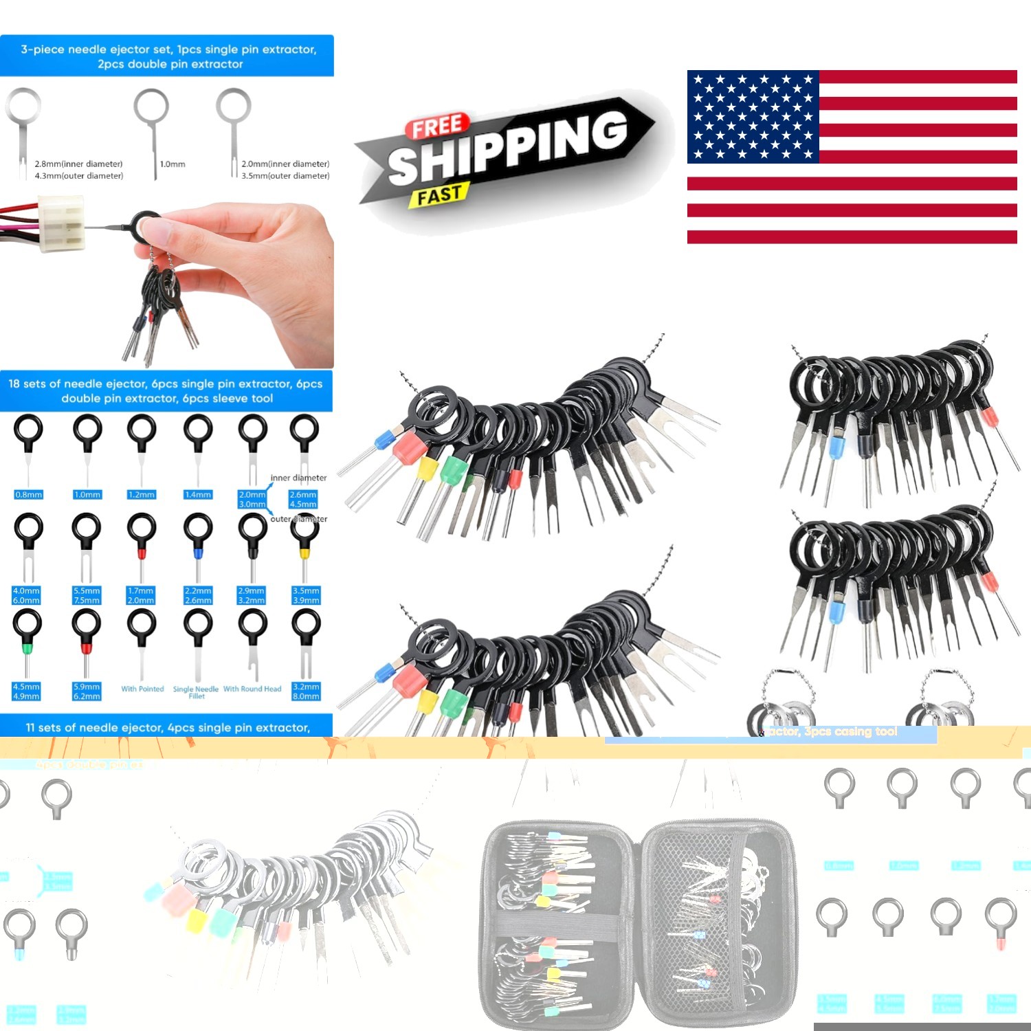 Versatile Terminal Pin Removal Set 82 Pcs Durable Stainless Steel and Plastic