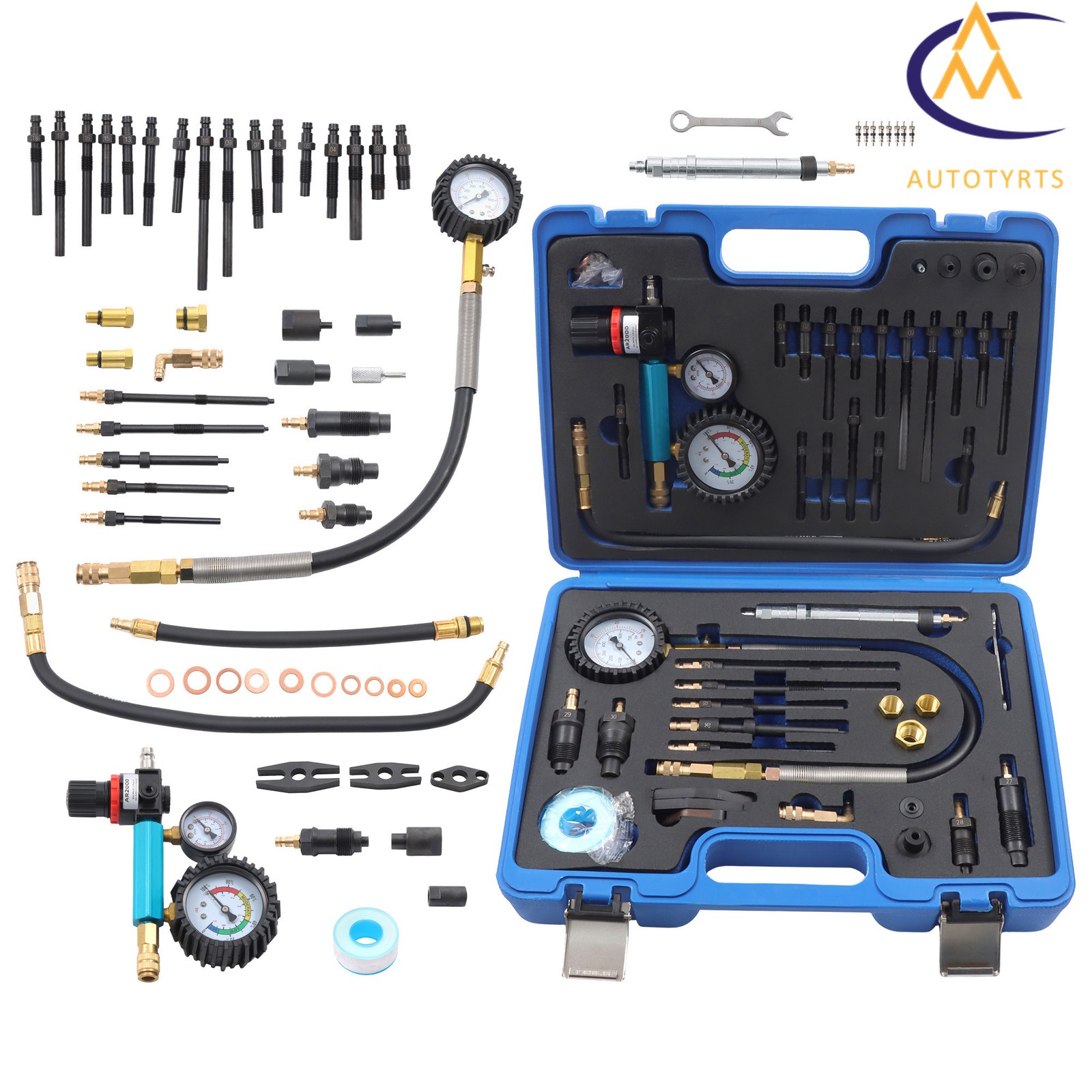 Petrol Diesel Compression Tester 46PCS Kit Cylinder Leak Down Diagnostic Tool
