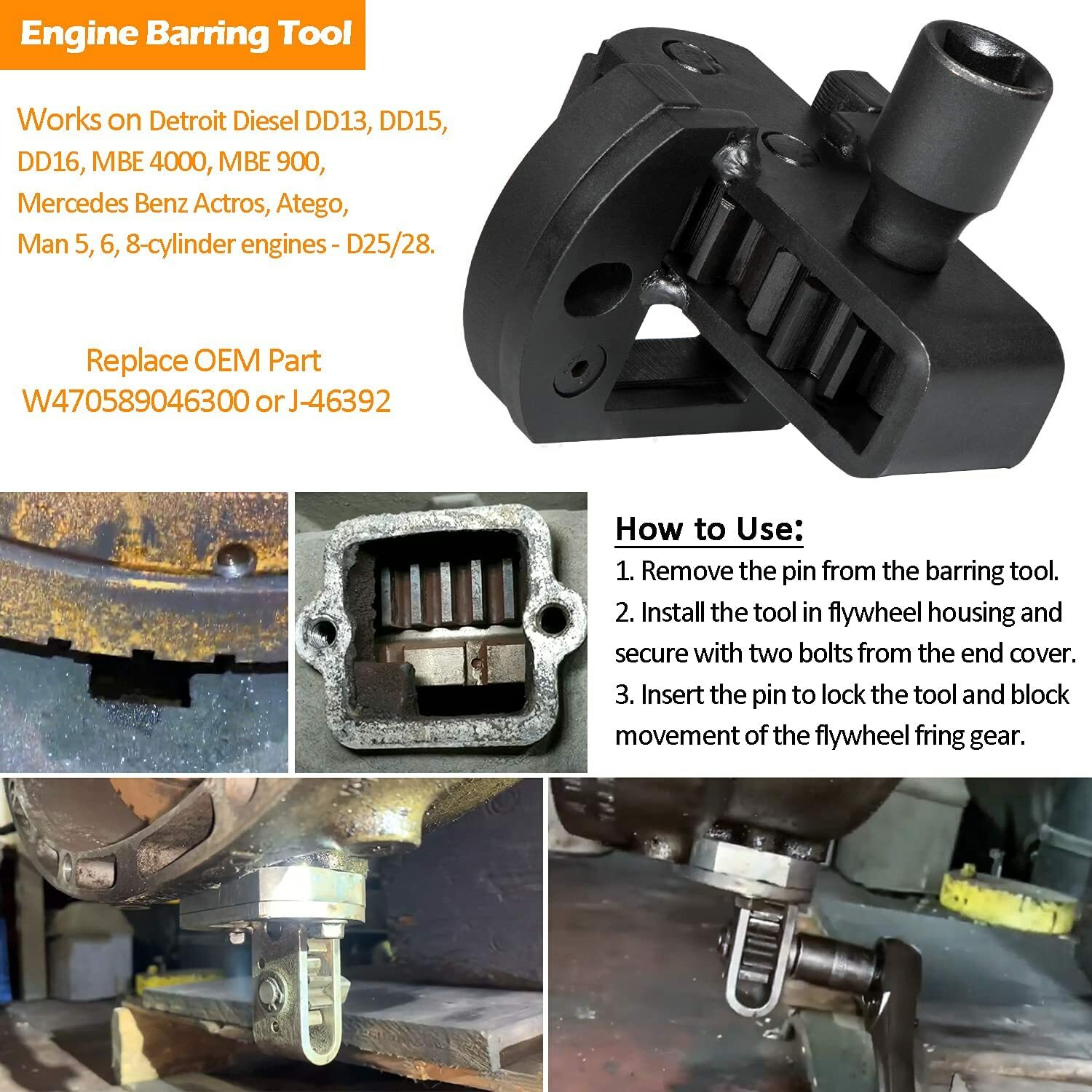 Detroit Diesel DD15 Camshaft Timing Tool TDC Locating Pin Engine Tool Kit 9pcs