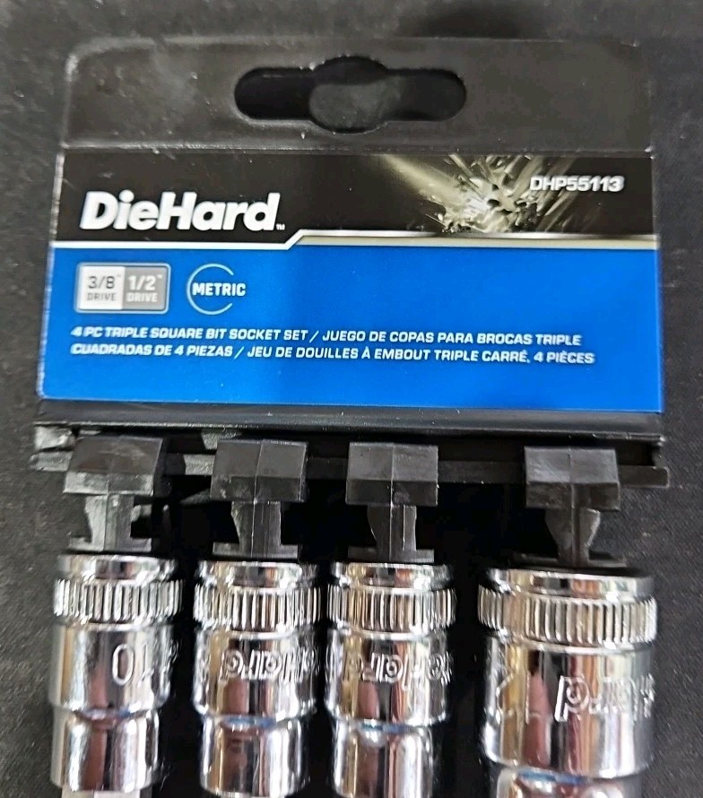 DieHard DHP55113 (3/8″, 1/2″ Drive) 4pc Triple Square Bit Socket Set