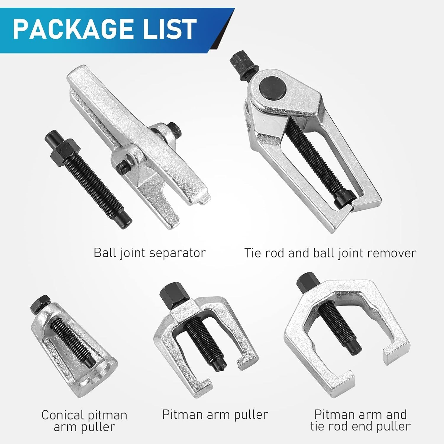 Versatile 5-Piece Front End Service Tool Set – Pitman Arm & Ball Joint Pullers
