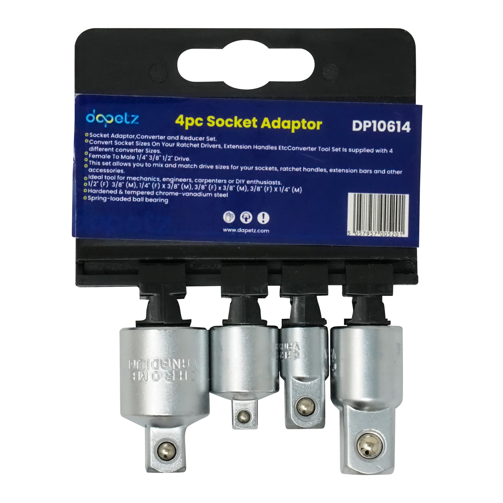 4 Piece Socket Converter Adaptor Reducer Set Female To Male 1/4″ 3/8″ 1/2″ Drive