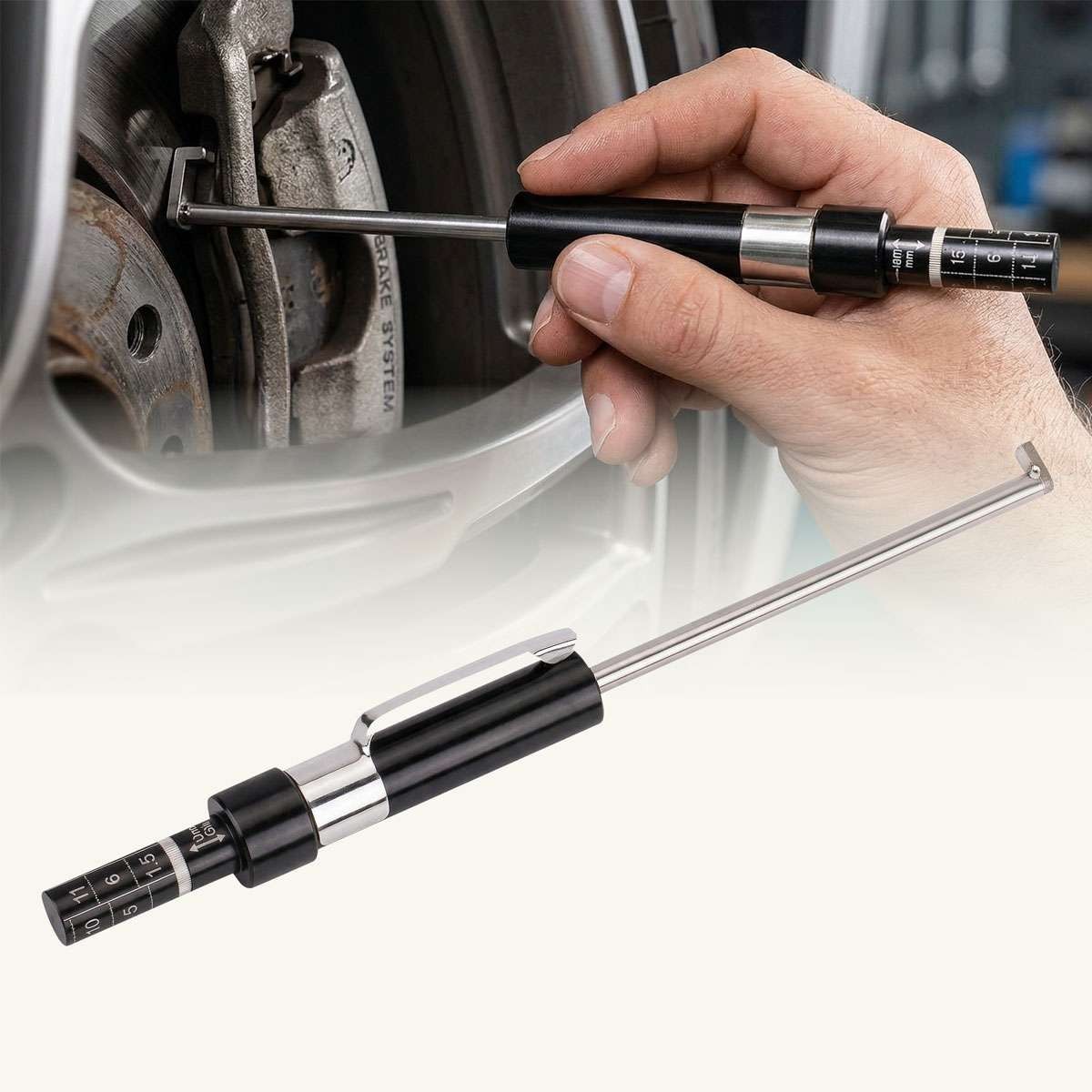 Brake Pad Measure Tool Thickness Gauge w/ Scale car Detection Pen Base Plate 6mm