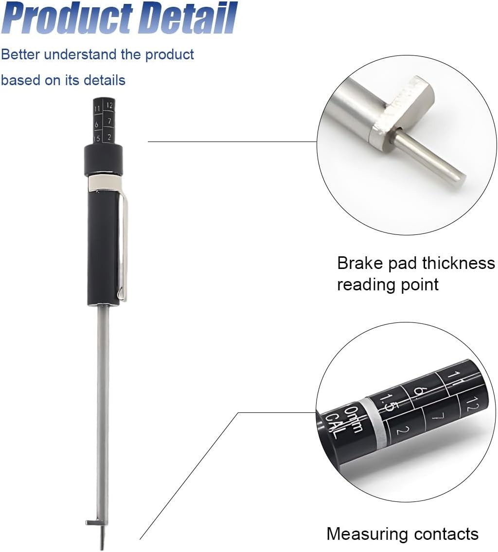 Brake Pad Thickness Gauge Tool Tire Tread Depth Measuring Pen for Car Brakes