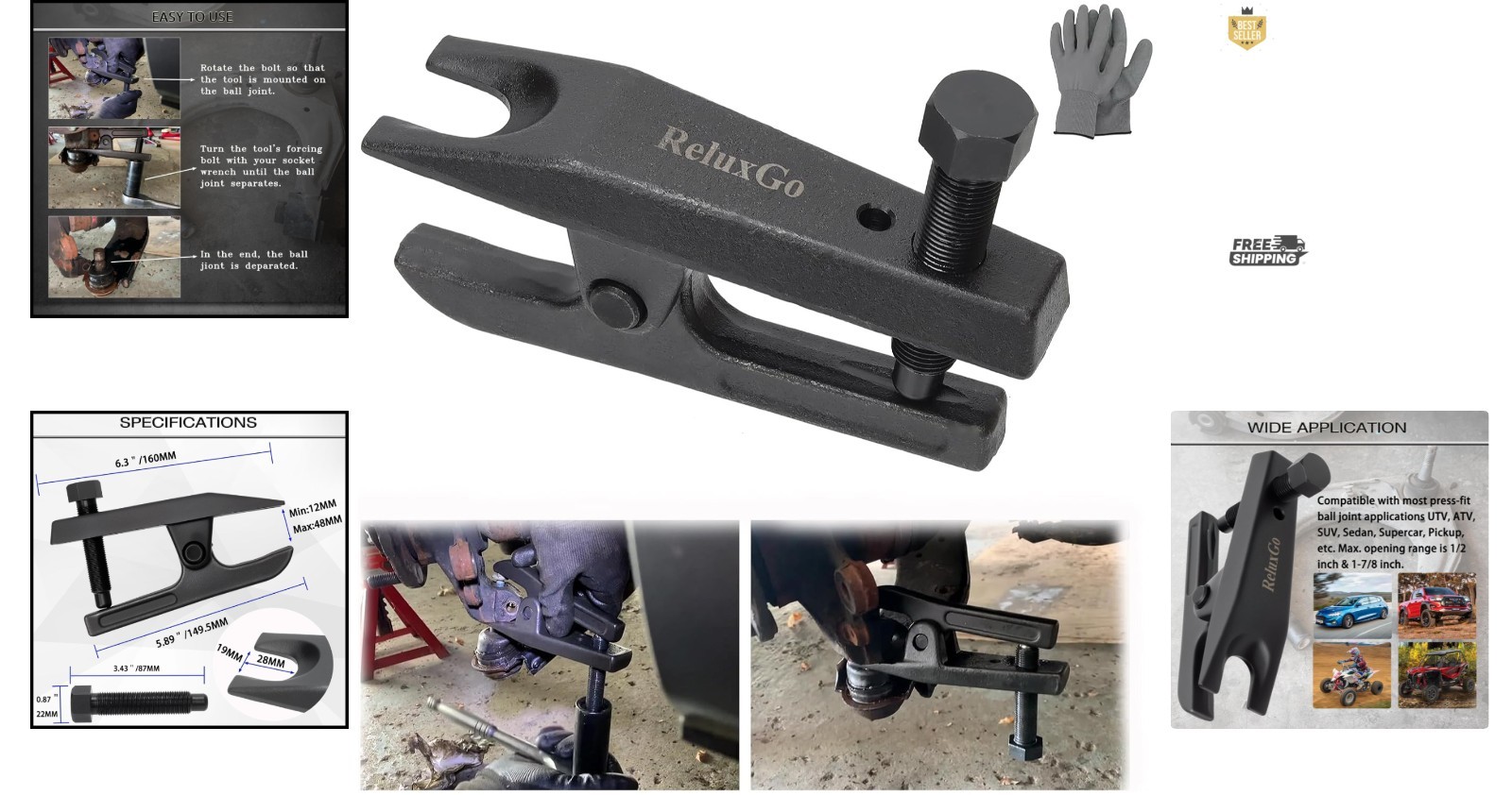 Durable Ball Joint Separator – 2-Stage Adjustable Tool for Vehicle Repairs