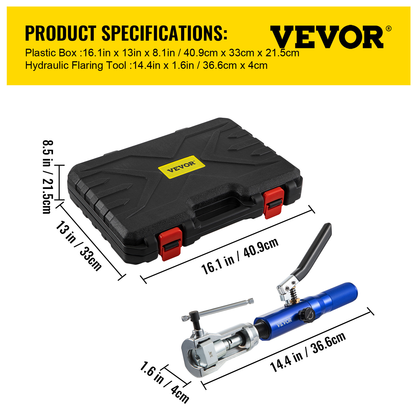 VEVOR Hydraulic Flaring Tool Kit Double Flaring Tool 45° for 3/16″ to 1/2″ Tube