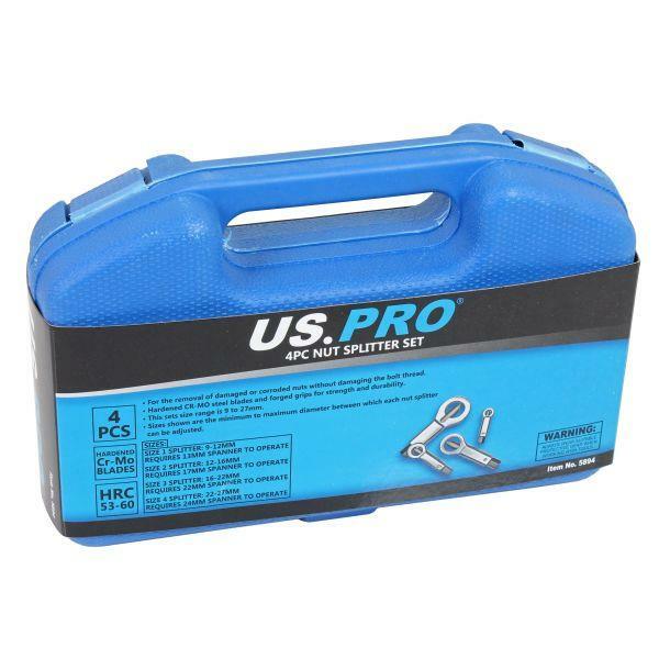 US PRO Tools 4 Piece Nut Splitter Set Remove Broken Corroded Damaged Nut 9-27mm
