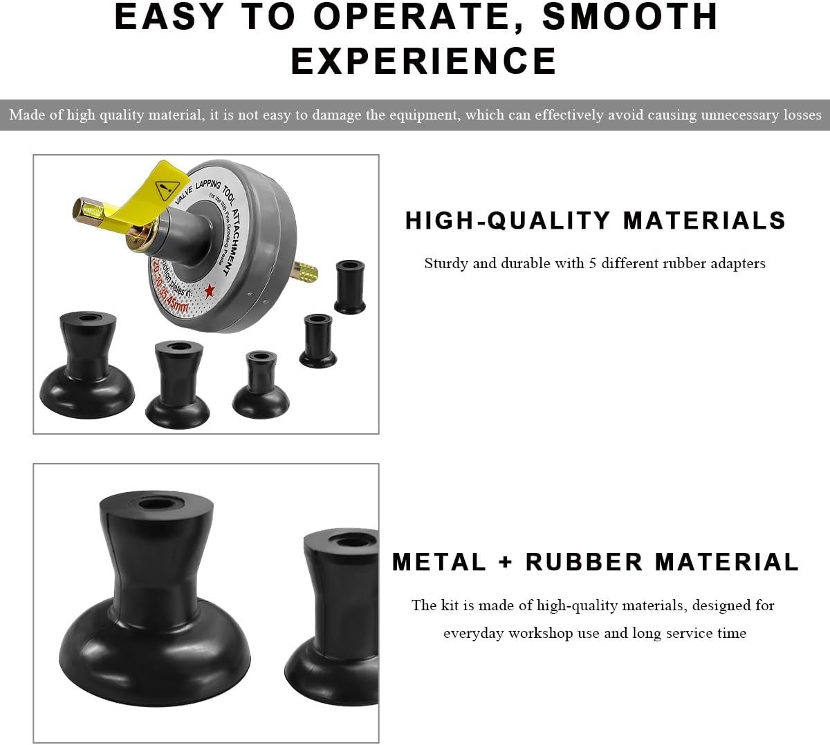 Valve Lapping Tool Kit Valve Lapping Tool & Compound Kit with 5 Suction Plate…