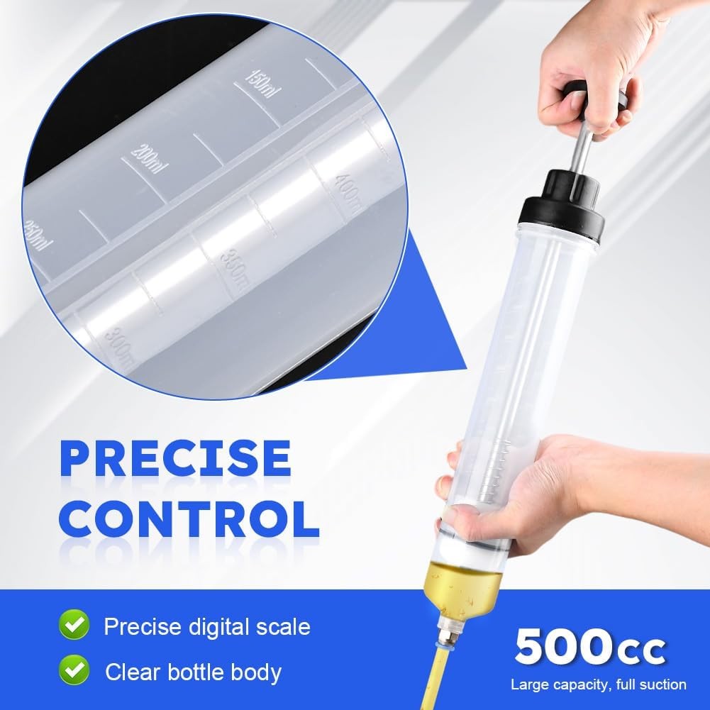 2Pcs 500cc Fluid Extractor Filling Syringe Transfer Liquid Pump Oil Extraction