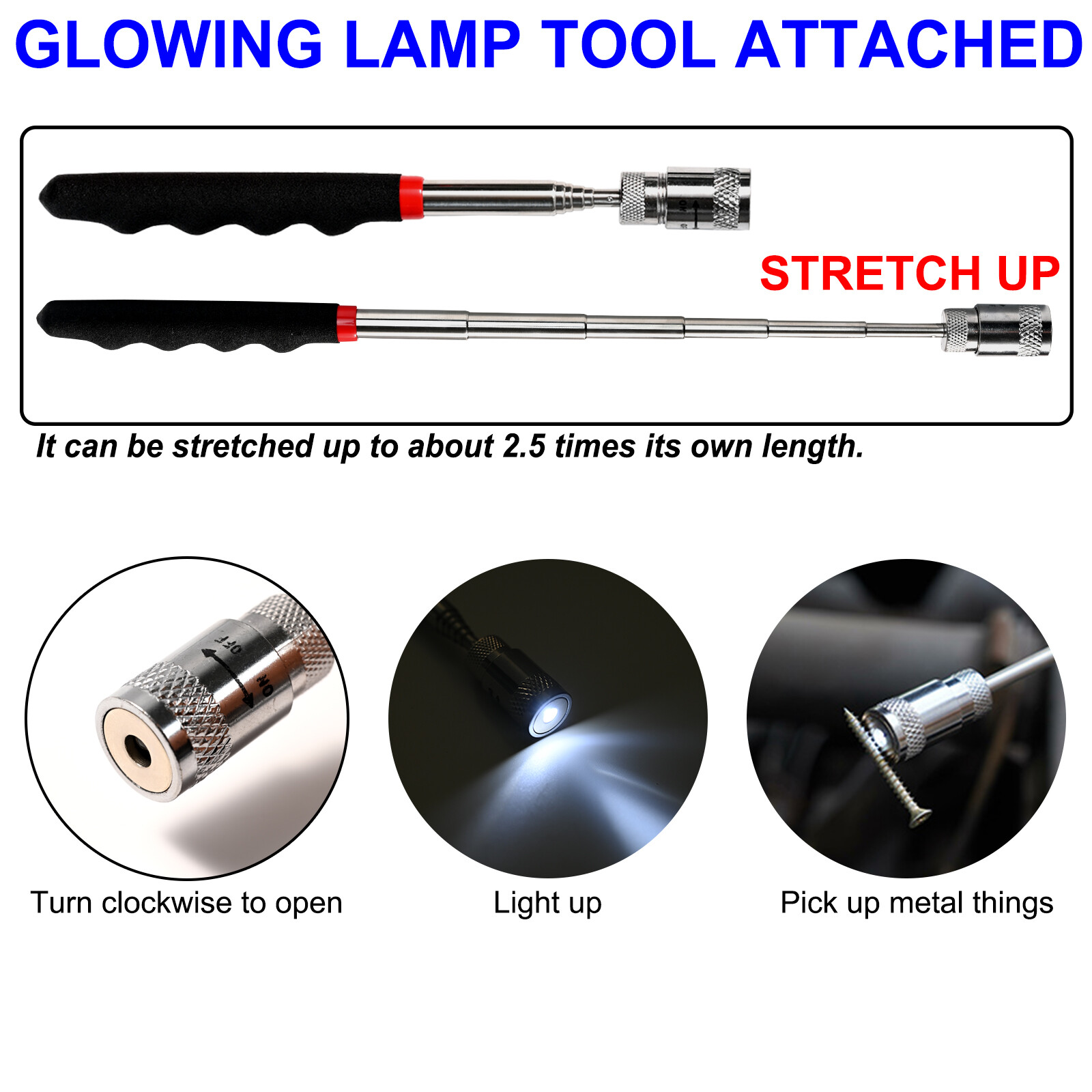 11pcs With Scraper Magnetic Telescoping Hand Tool Kit Pick And Hook Set