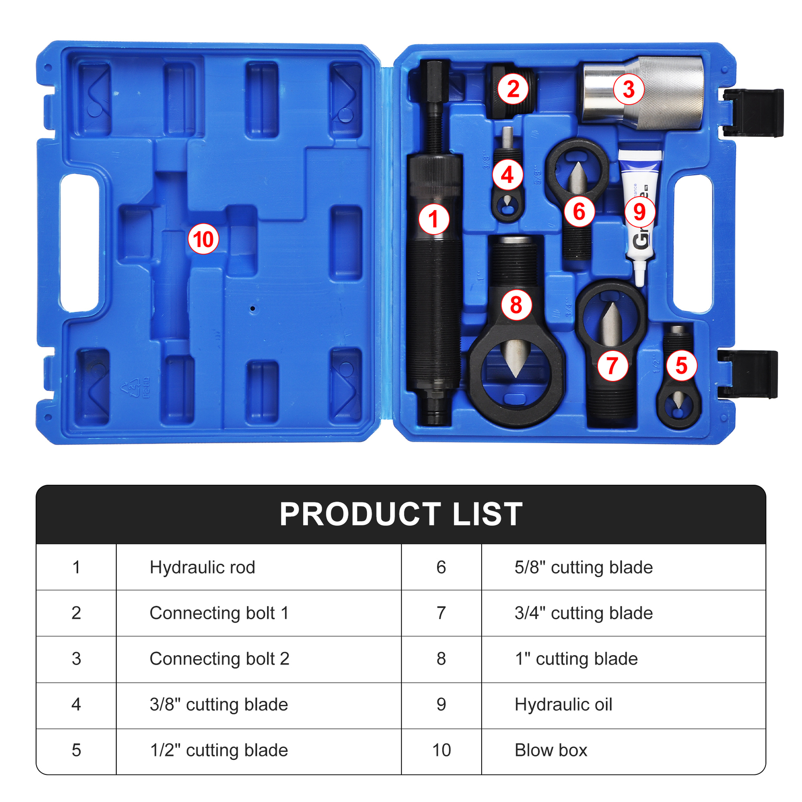 10 Ton Hydraulic Ram Hydraulic Nut Splitter Kit Breaker Separator Extractor Tool