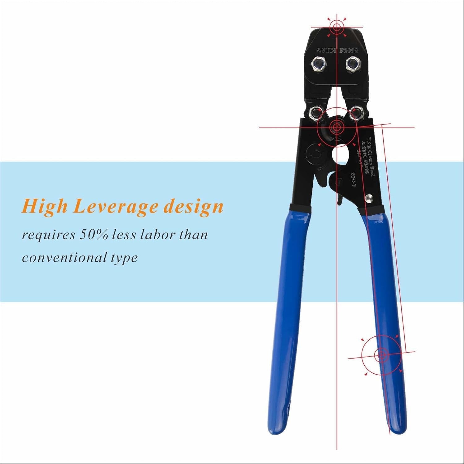 PEX Pipe Clamp Cinch Tool Crimping Crimper for Stainless Steel Blue