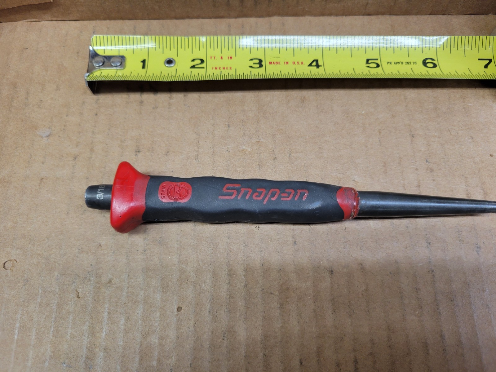 Snap On 3/16″ Starter Punch With Red / Black Comfort Handle Grip No PPSG206