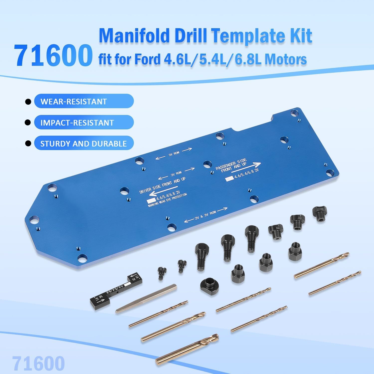 71600 Manifold Drill Template for FORD 4.6L, 5.4L & 6.8L V10 2 Valve 3 Valve