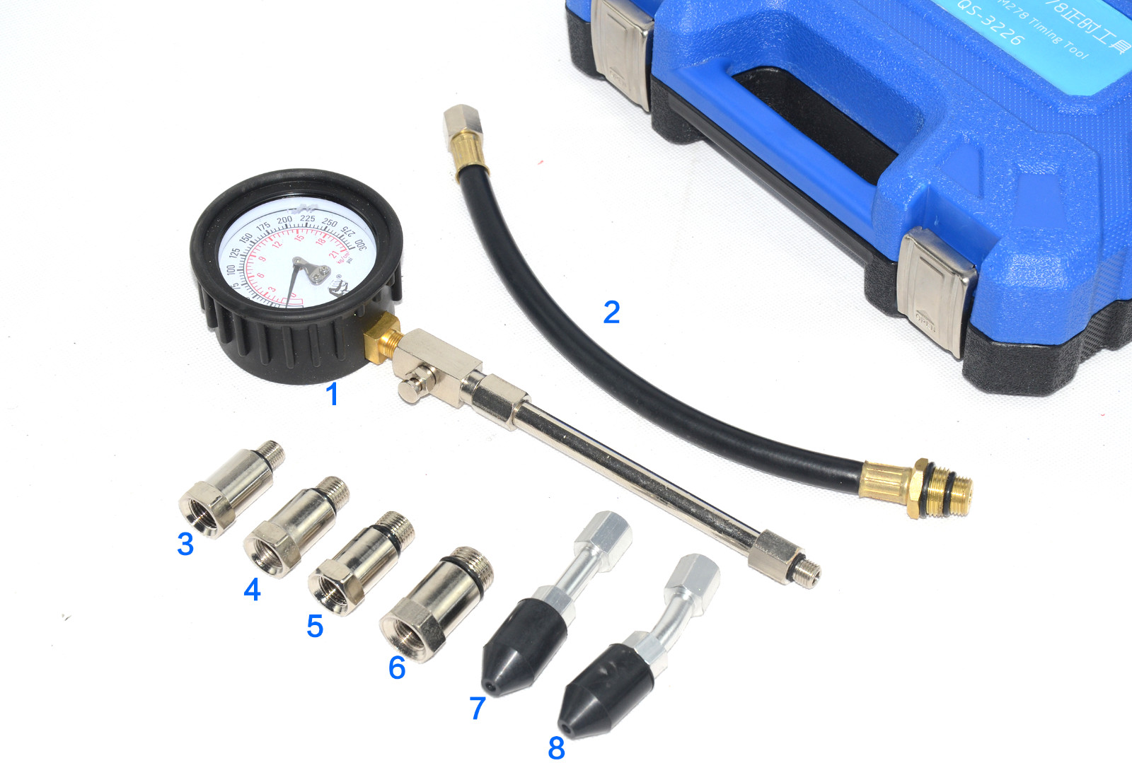 Engine Cylinder Compression Tester Tool Kit & Pressure Gauge Auto Repair