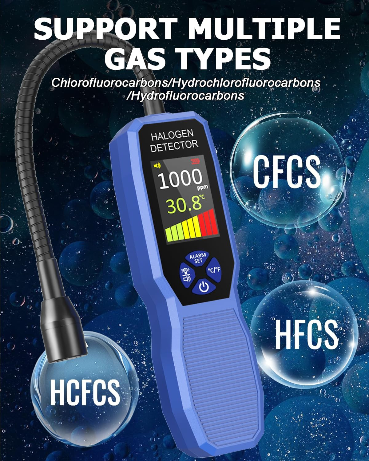 Refrigerant Leak Detector Auto & Halogen Sniffer,LCD Display,R22, R32, R134A