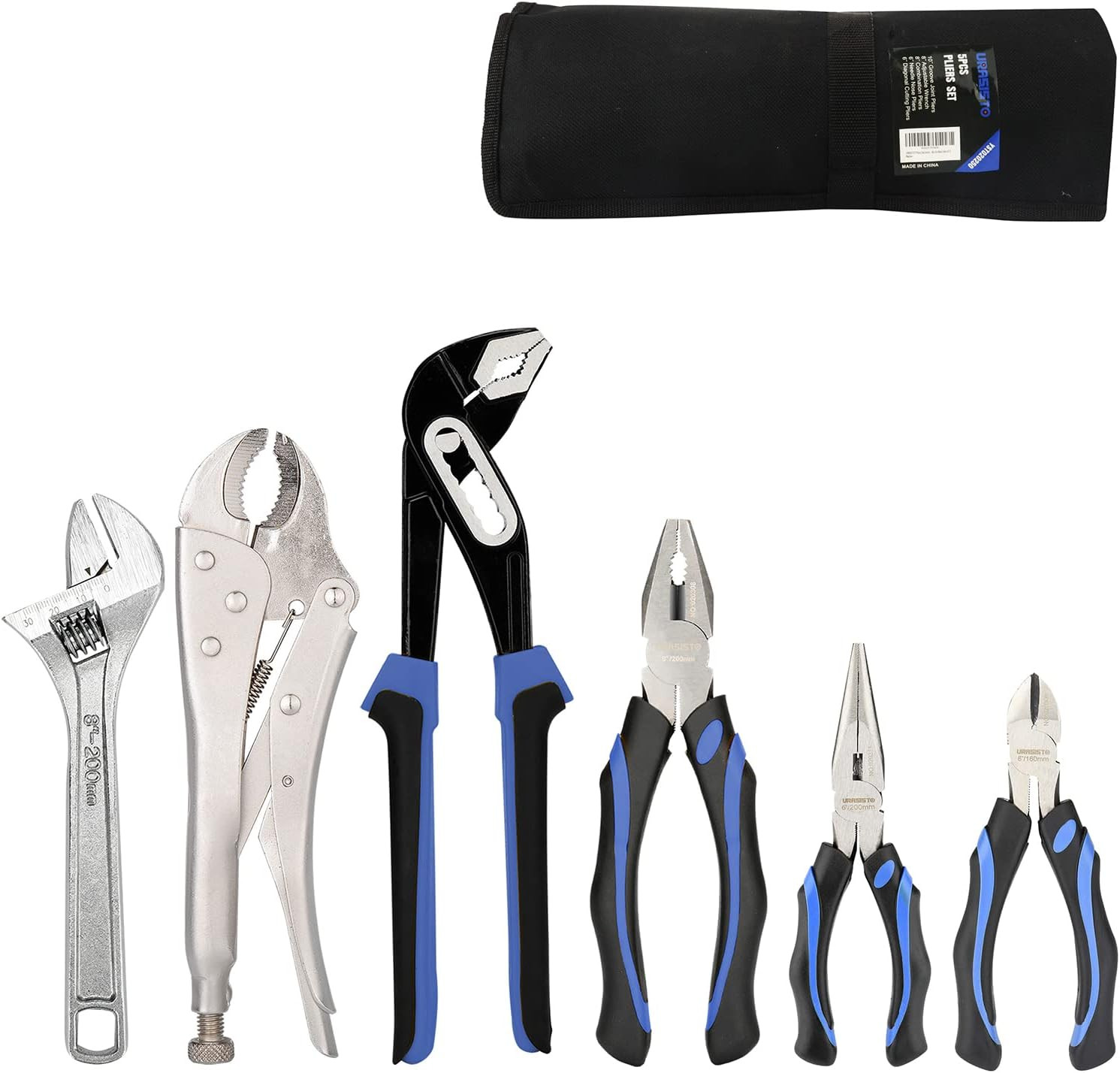 6-piece Pliers Set Home Maintenance Tool Kit for Men, Including Blue & Black
