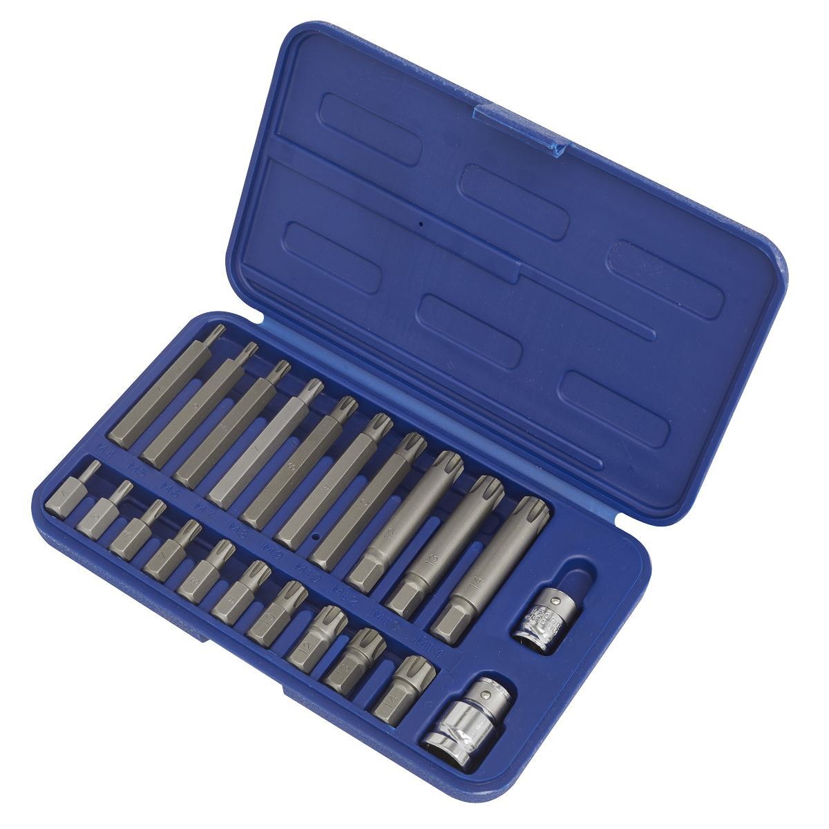Sealey Ribe Bit Set 22pc 3/8″ 1/2″Sq Drive Premier Storage Case