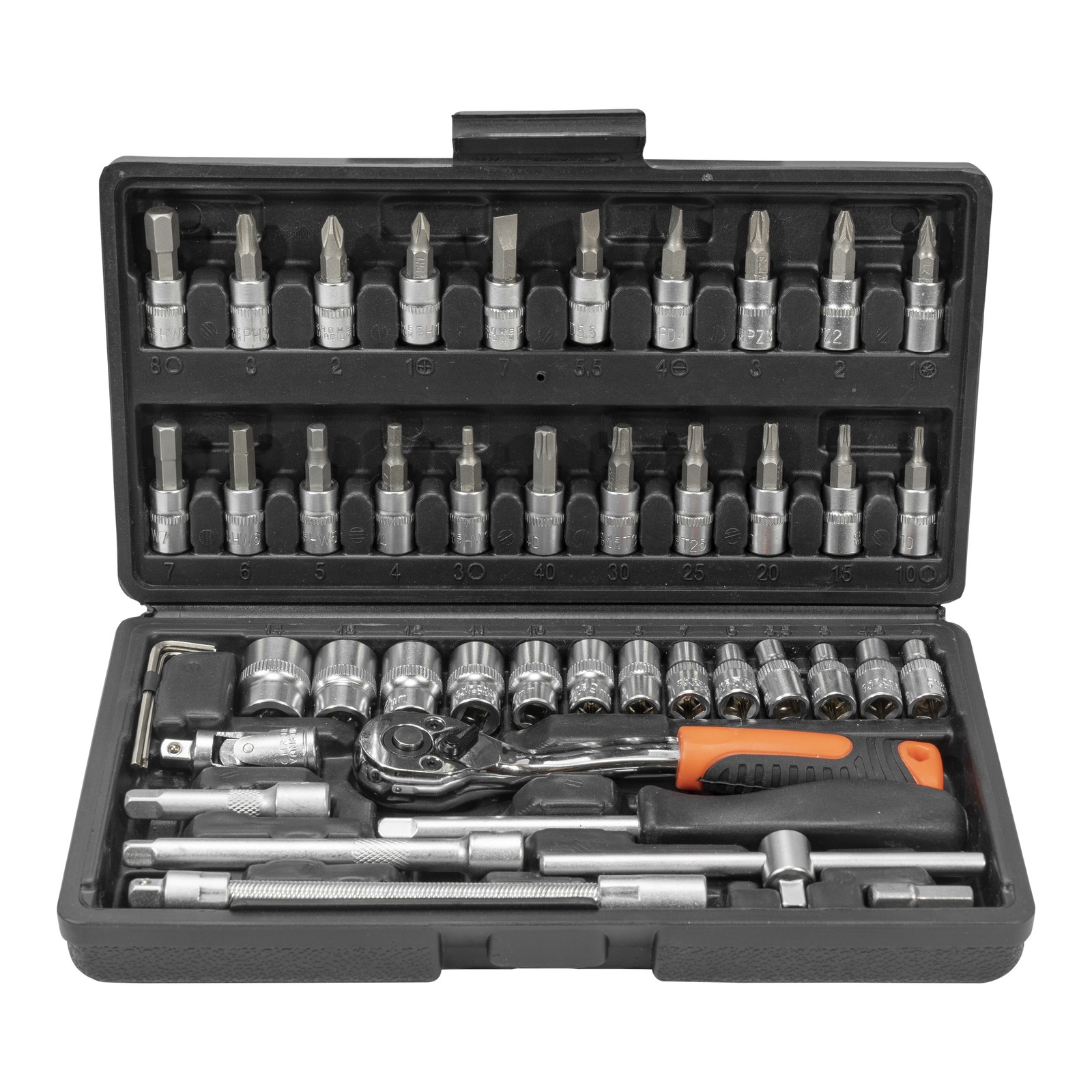 JB Tools 1/4″ Drive Reversible Ratchet Wrench 46-Piece Tool Kit (46PCTOOLSET)
