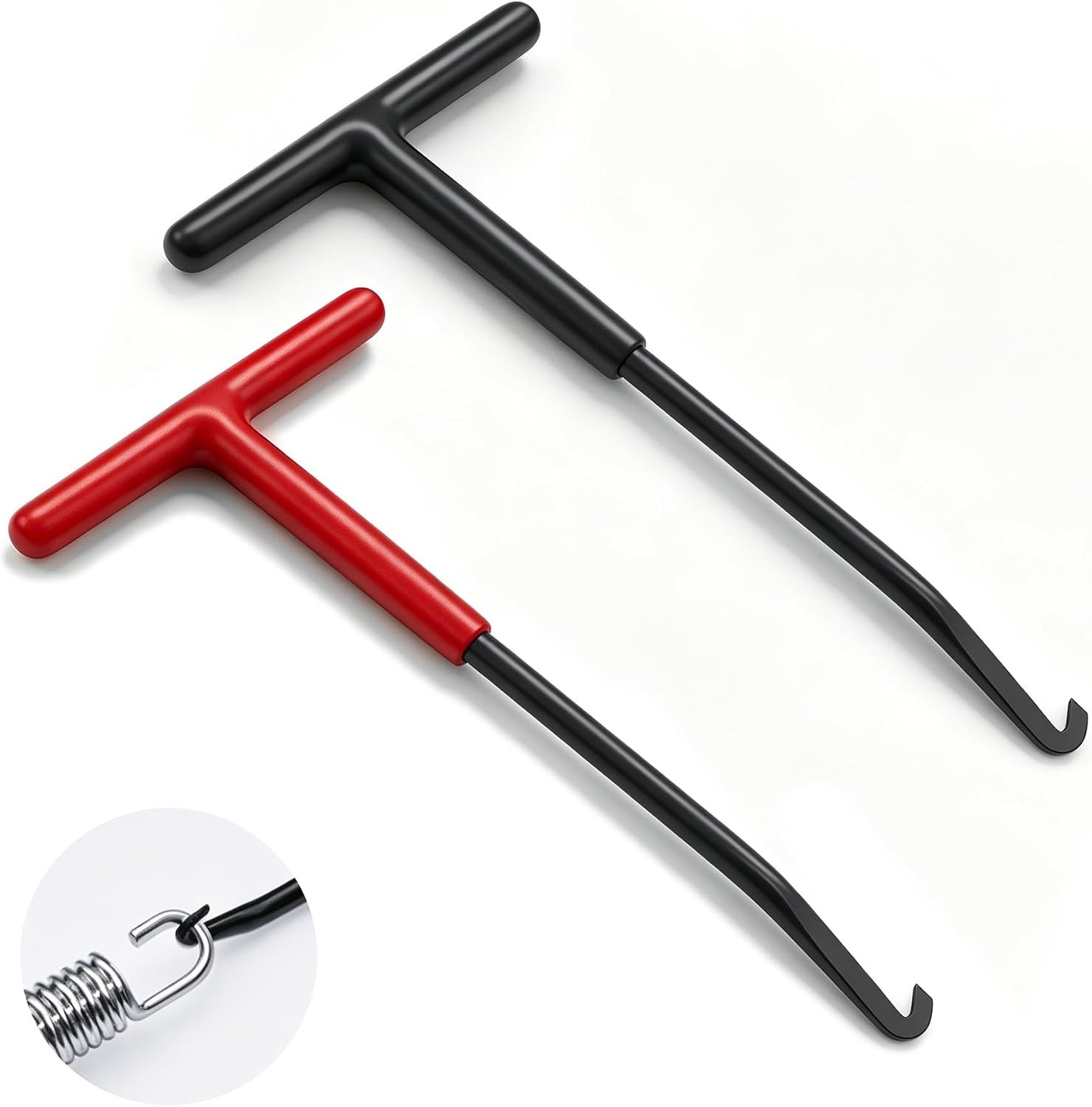 Exhaust Spring Puller Tool, T-Handle Type, 2 PCS, Red Black, Rubber Coating, Mot