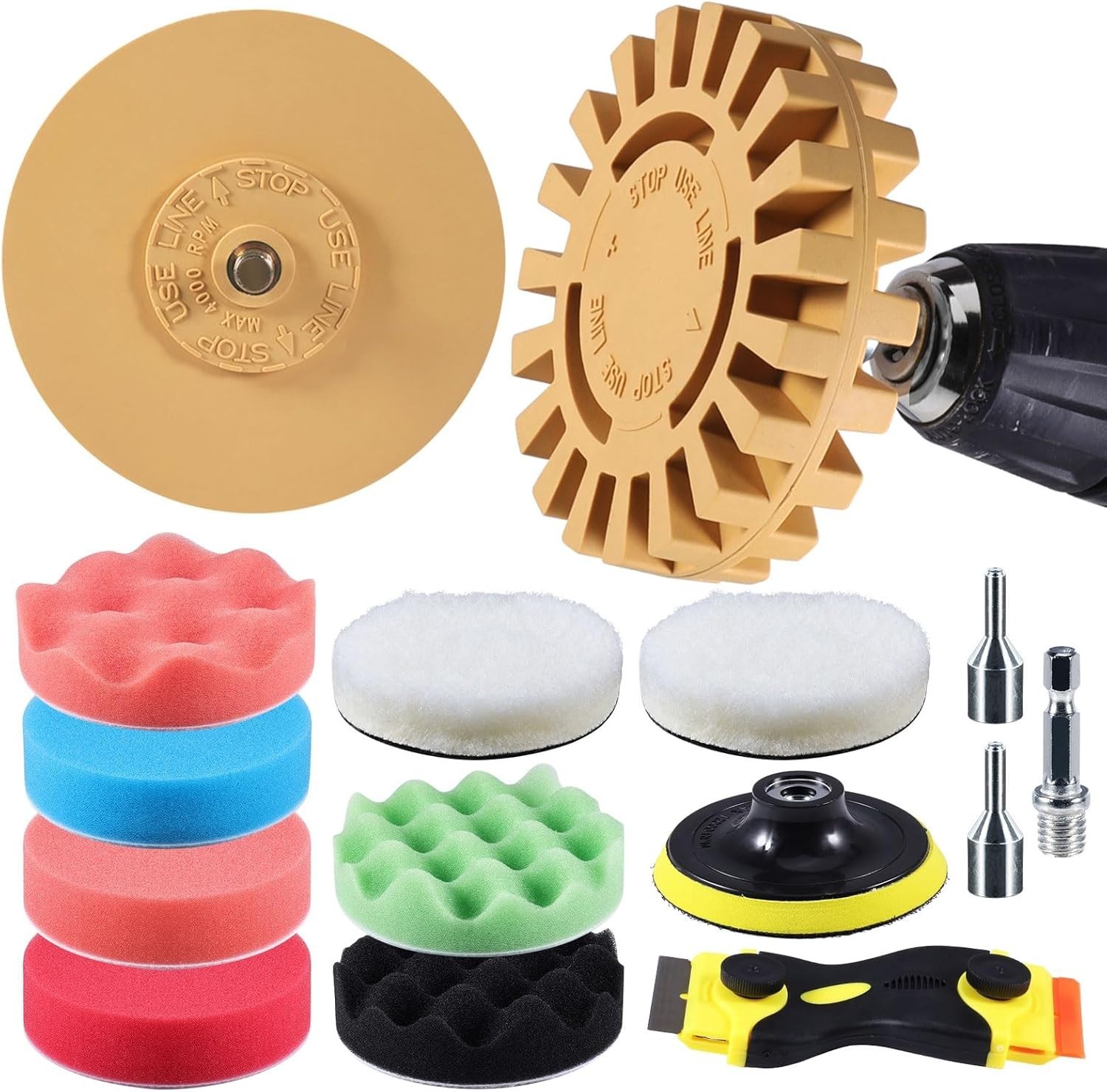Effective Automotive Decal Remover Kit: 13PC Rubber Eraser Wheel Set with Pads