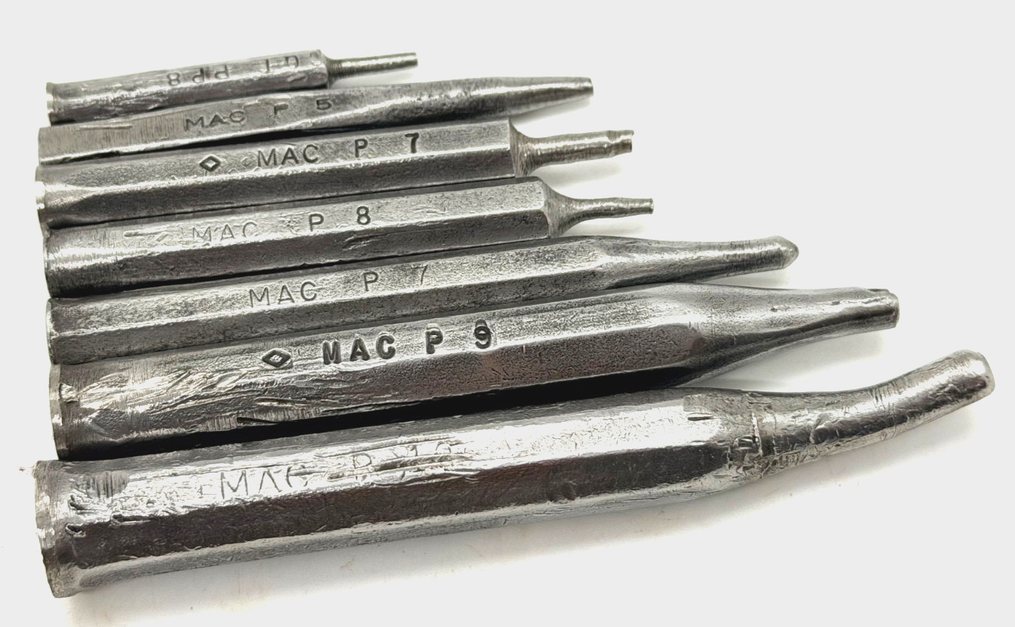 VTG MAC Tools Pin Tapered Starter Point Hex Shaft Punch Set Lot Stubby Roll