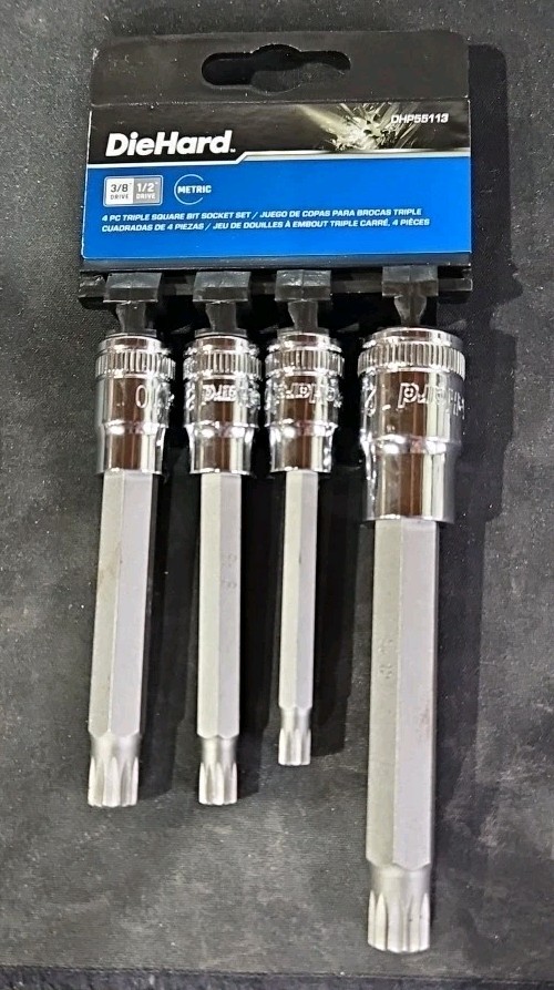 DieHard DHP55113 (3/8″, 1/2″ Drive) 4pc Triple Square Bit Socket Set