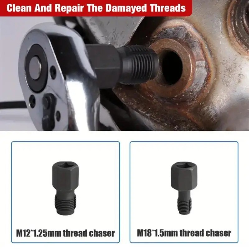 5 PCS Oxygen Sensor Socket Thread Chasers Tool Set Repair Kit Car Garage