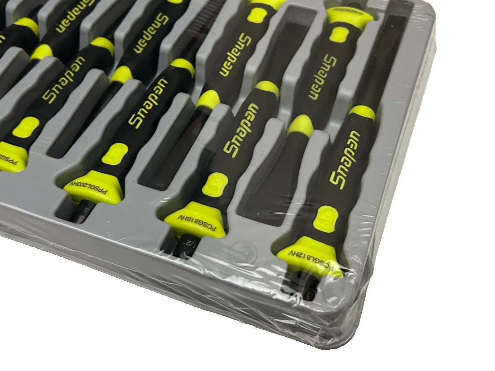 New Snap-on™ 14-pc Hi-Viz Yellow Soft Grip Punch & Chisel Set PPCSGL714HV