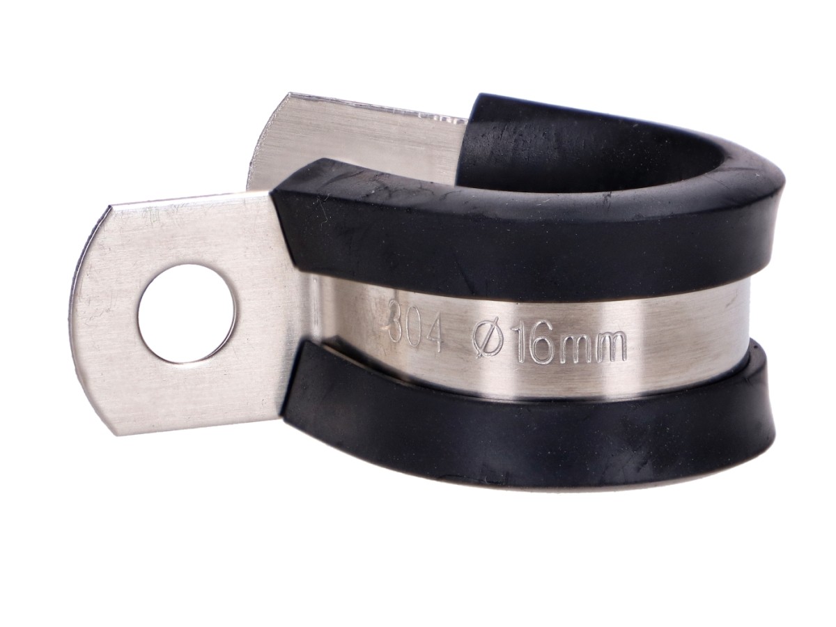 Cable guide clip metal with rubber 16mm